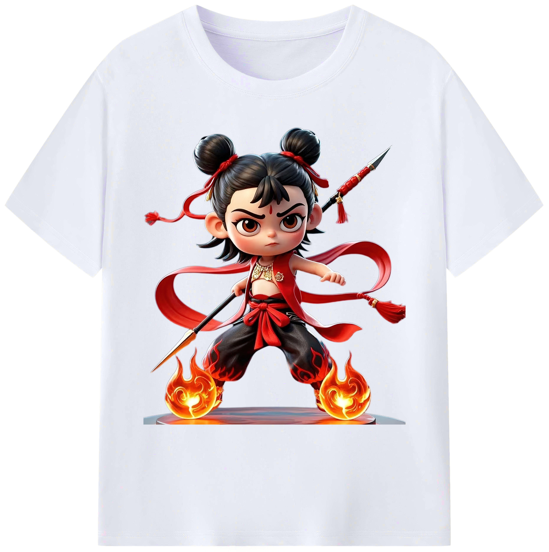 （画像用） Ne Zha 2 ナタ 魔童の大暴れ 綿100％ メンズ半袖Tシャツ｜肌触りやわらか＆通気性