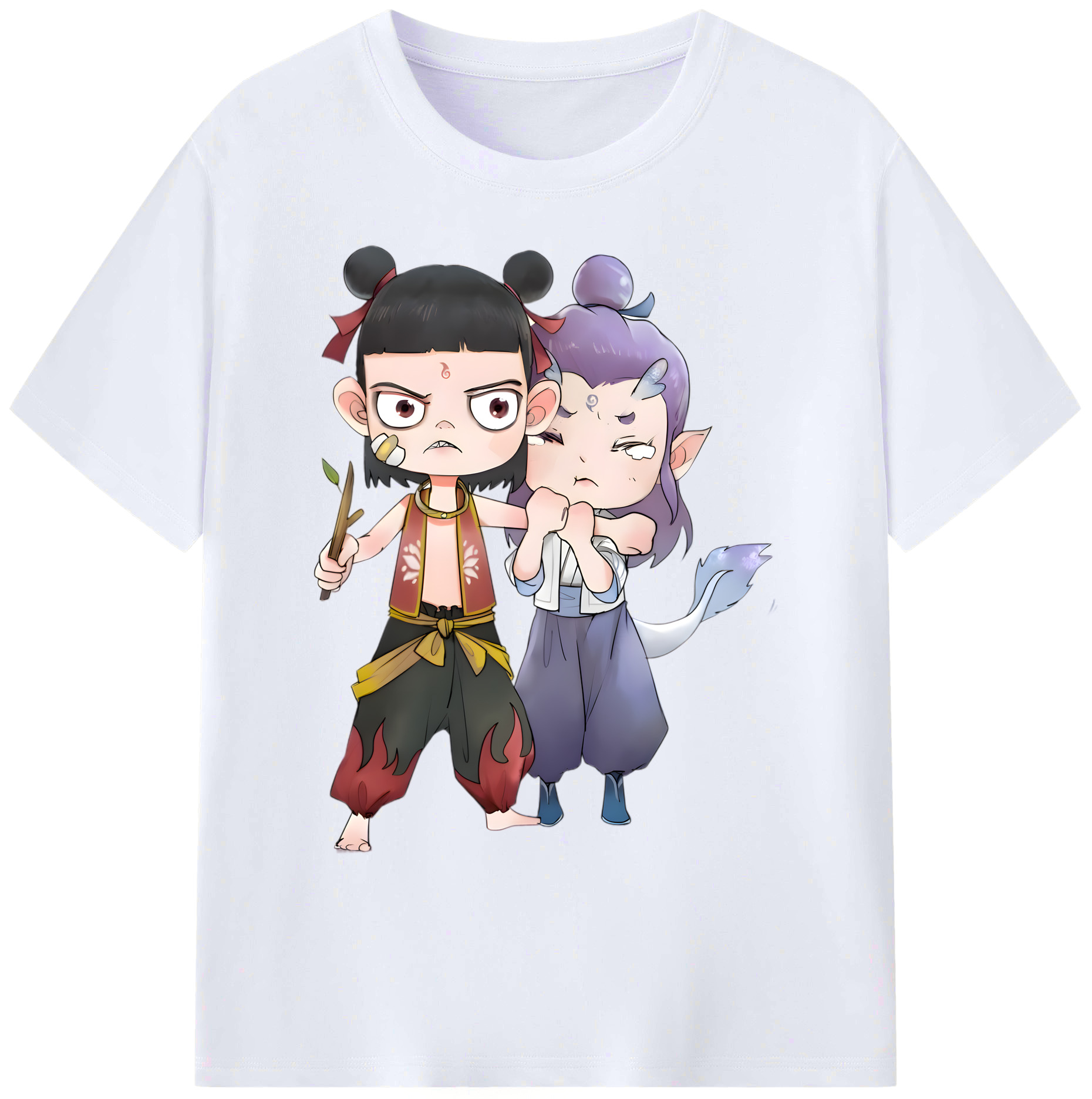 （画像用） Ne Zha 2 ナタ 魔童の大暴れ 綿100％ メンズ半袖Tシャツ｜肌触りやわらか＆通気性