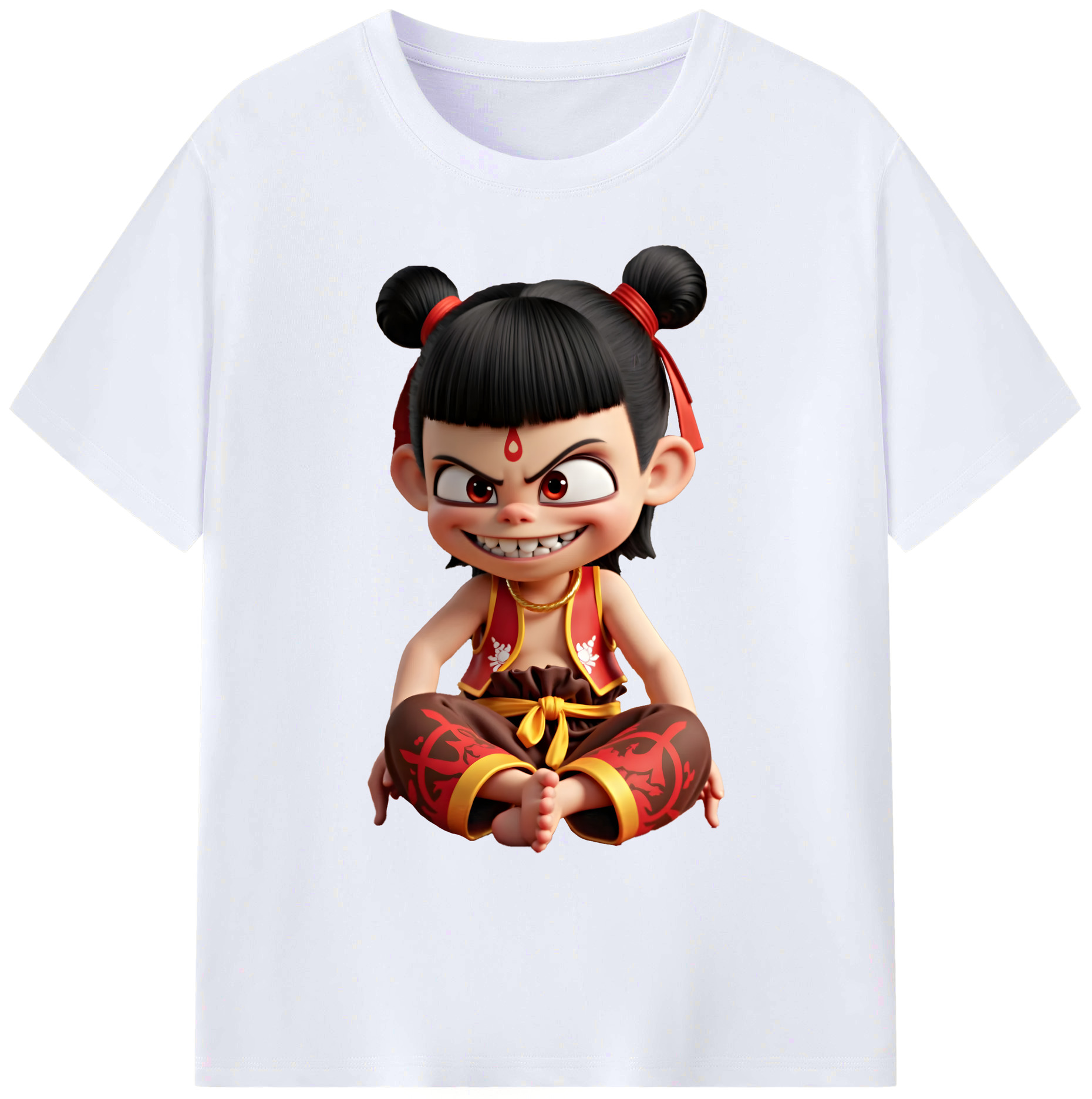 （画像用） Ne Zha 2 ナタ 魔童の大暴れ 綿100％ メンズ半袖Tシャツ｜肌触りやわらか＆通気性