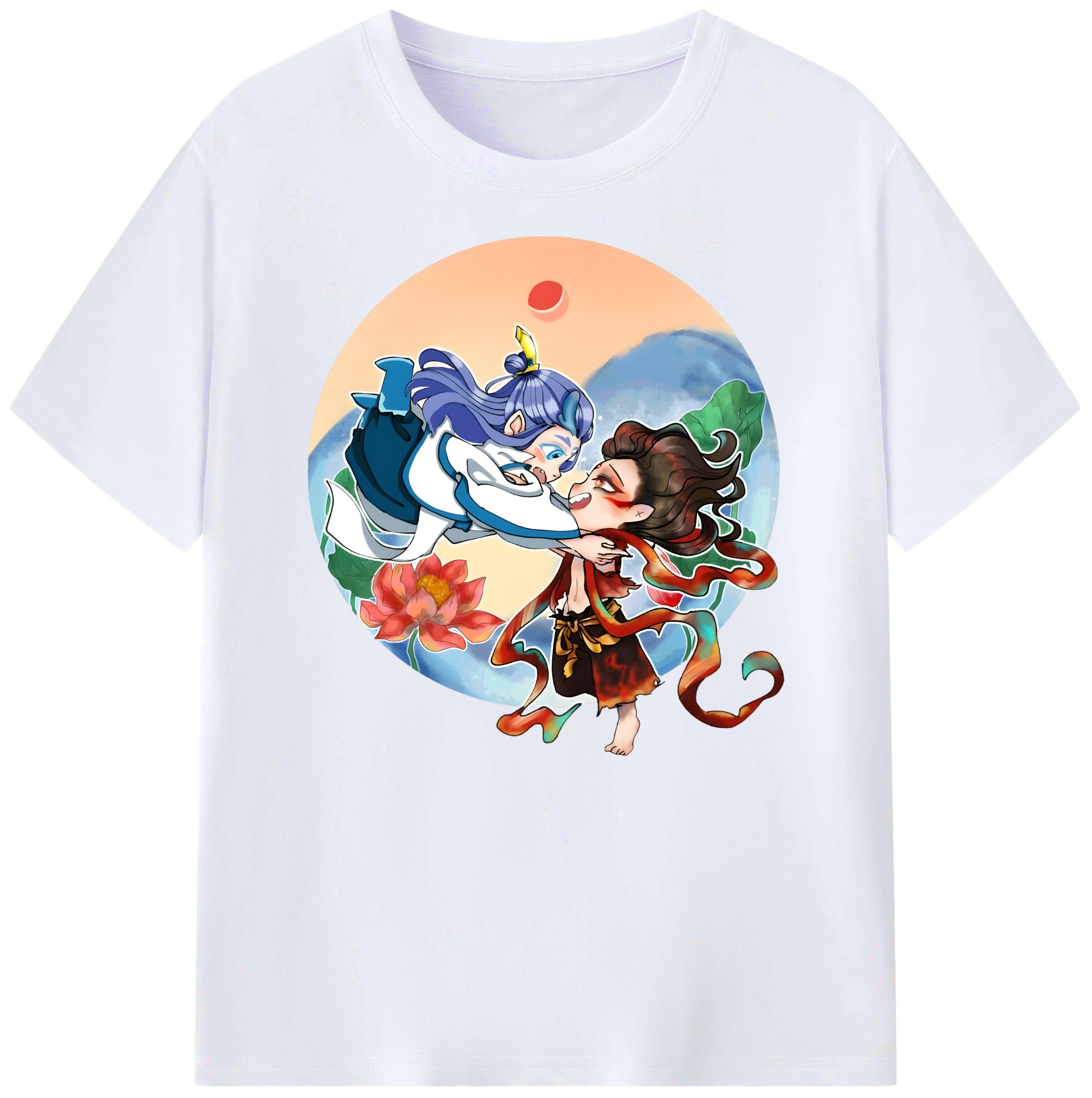 （画像用） Ne Zha 2 ナタ 魔童の大暴れ 綿100％ メンズ半袖Tシャツ｜肌触りやわらか＆通気性