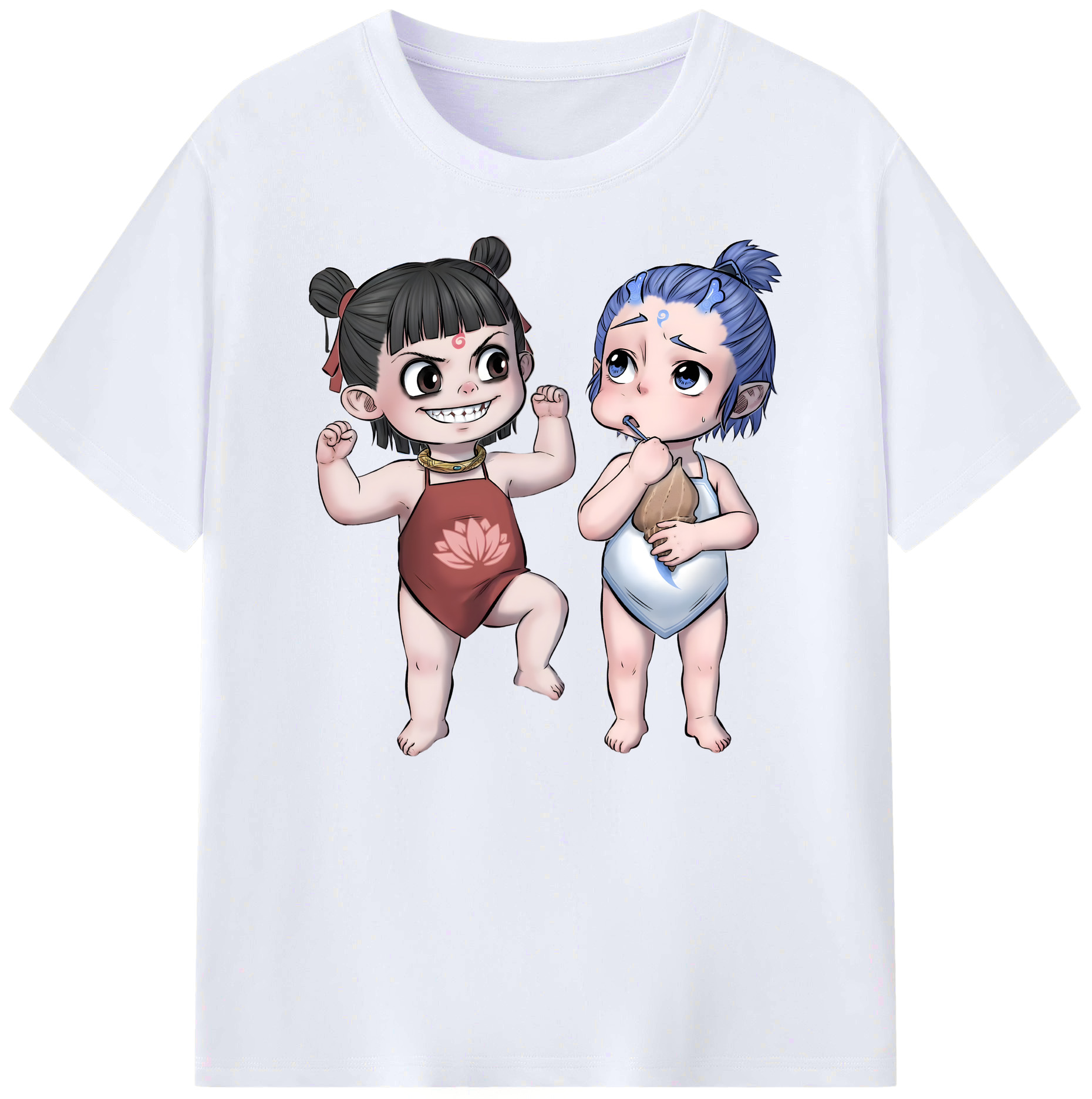 （画像用） Ne Zha 2 ナタ 魔童の大暴れ 綿100％ メンズ半袖Tシャツ｜肌触りやわらか＆通気性