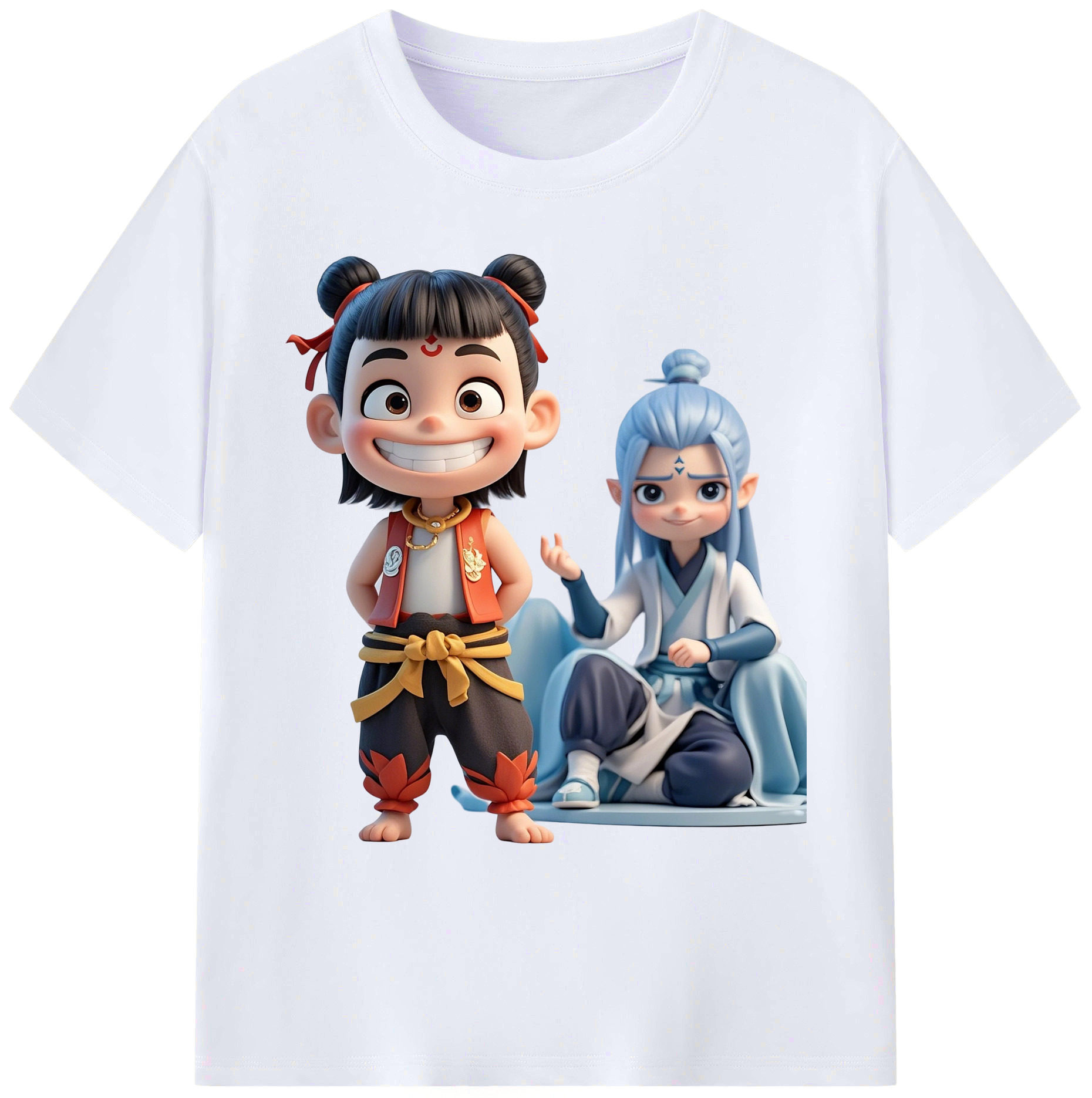 （画像用） Ne Zha 2 ナタ 魔童の大暴れ 綿100％ メンズ半袖Tシャツ｜肌触りやわらか＆通気性