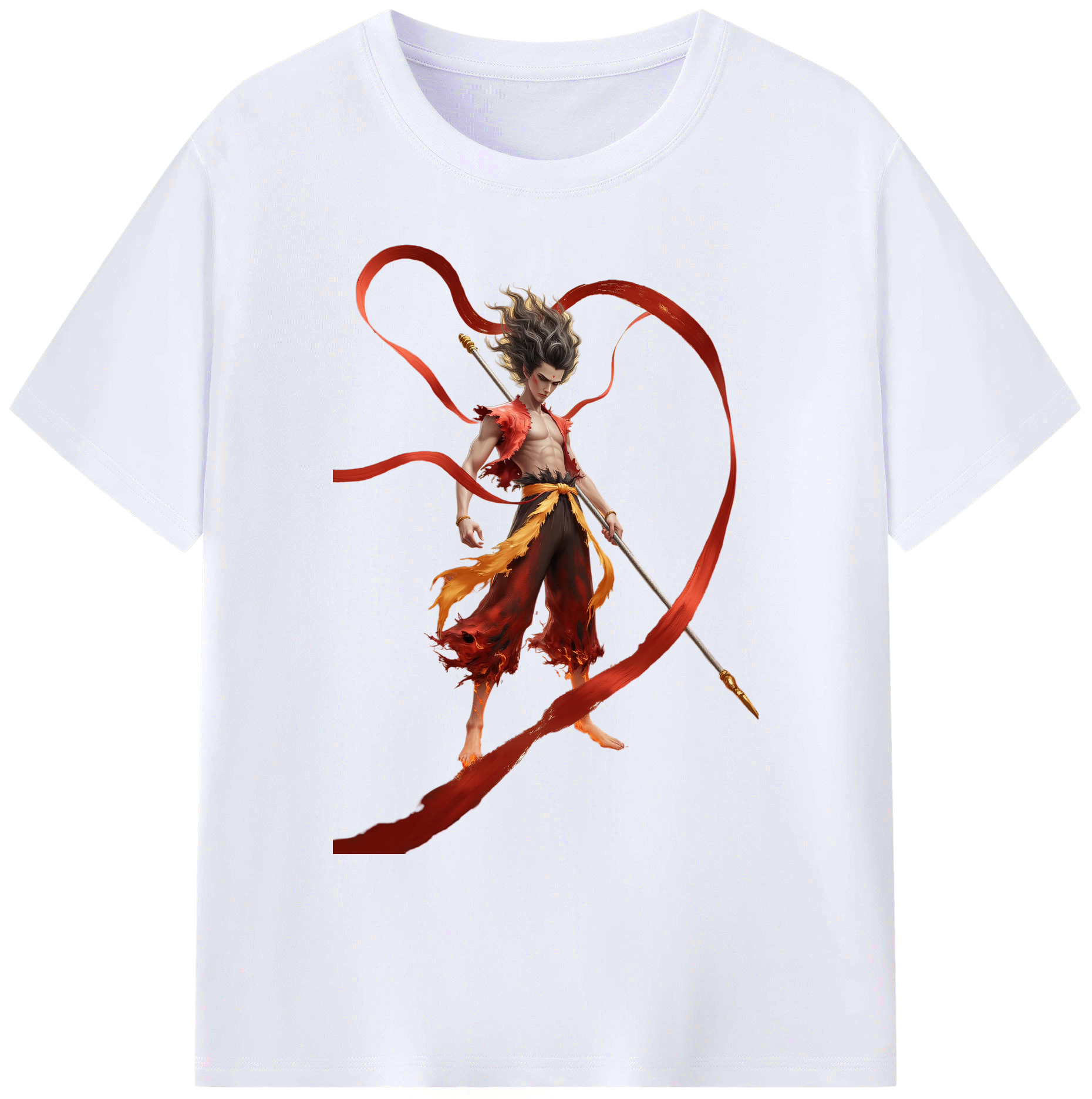 （画像用） Ne Zha 2 ナタ 魔童の大暴れ 綿100％ メンズ半袖Tシャツ｜肌触りやわらか＆通気性