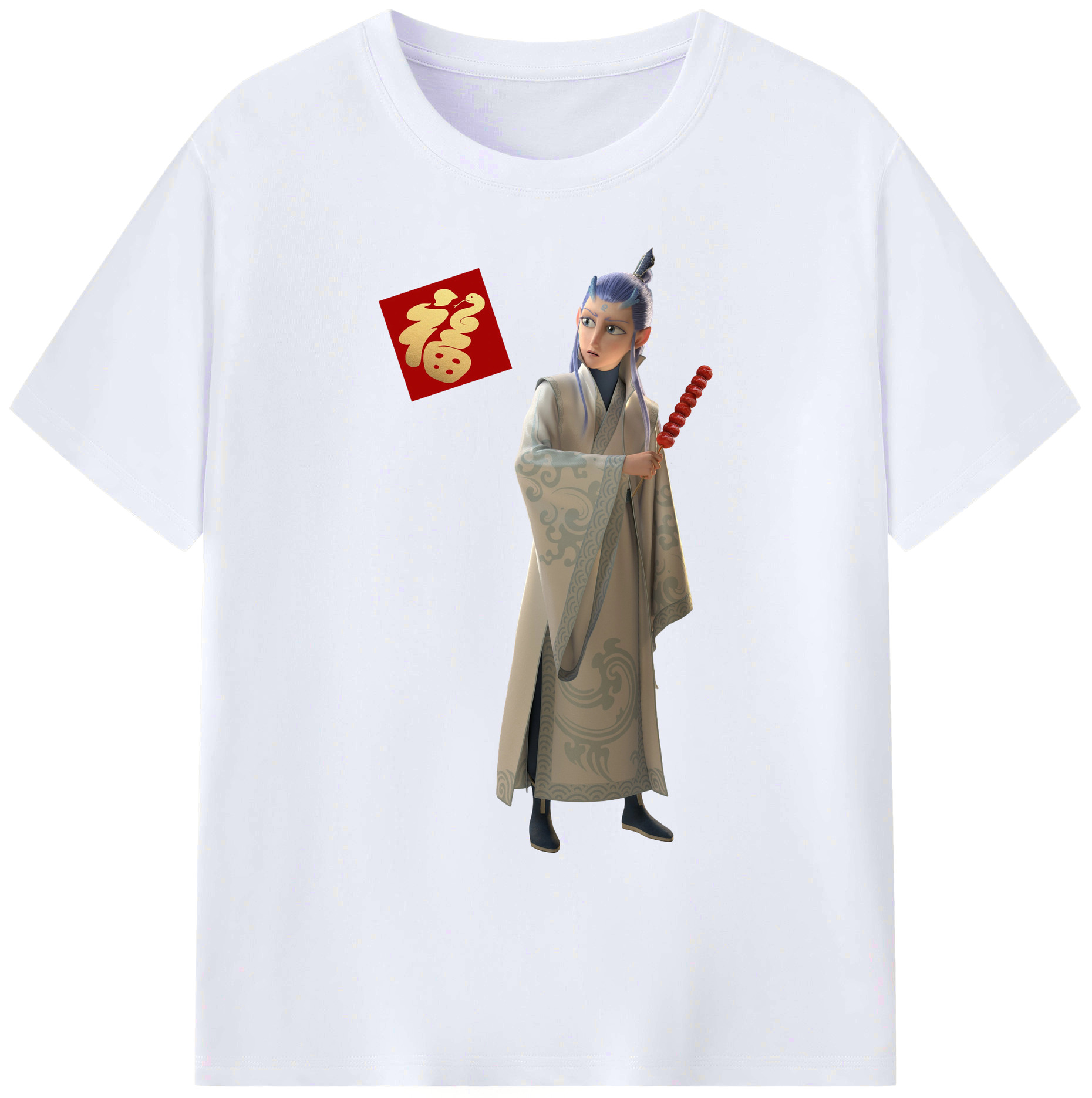（画像用） Ne Zha 2 ナタ 魔童の大暴れ 綿100％ メンズ半袖Tシャツ｜肌触りやわらか＆通気性