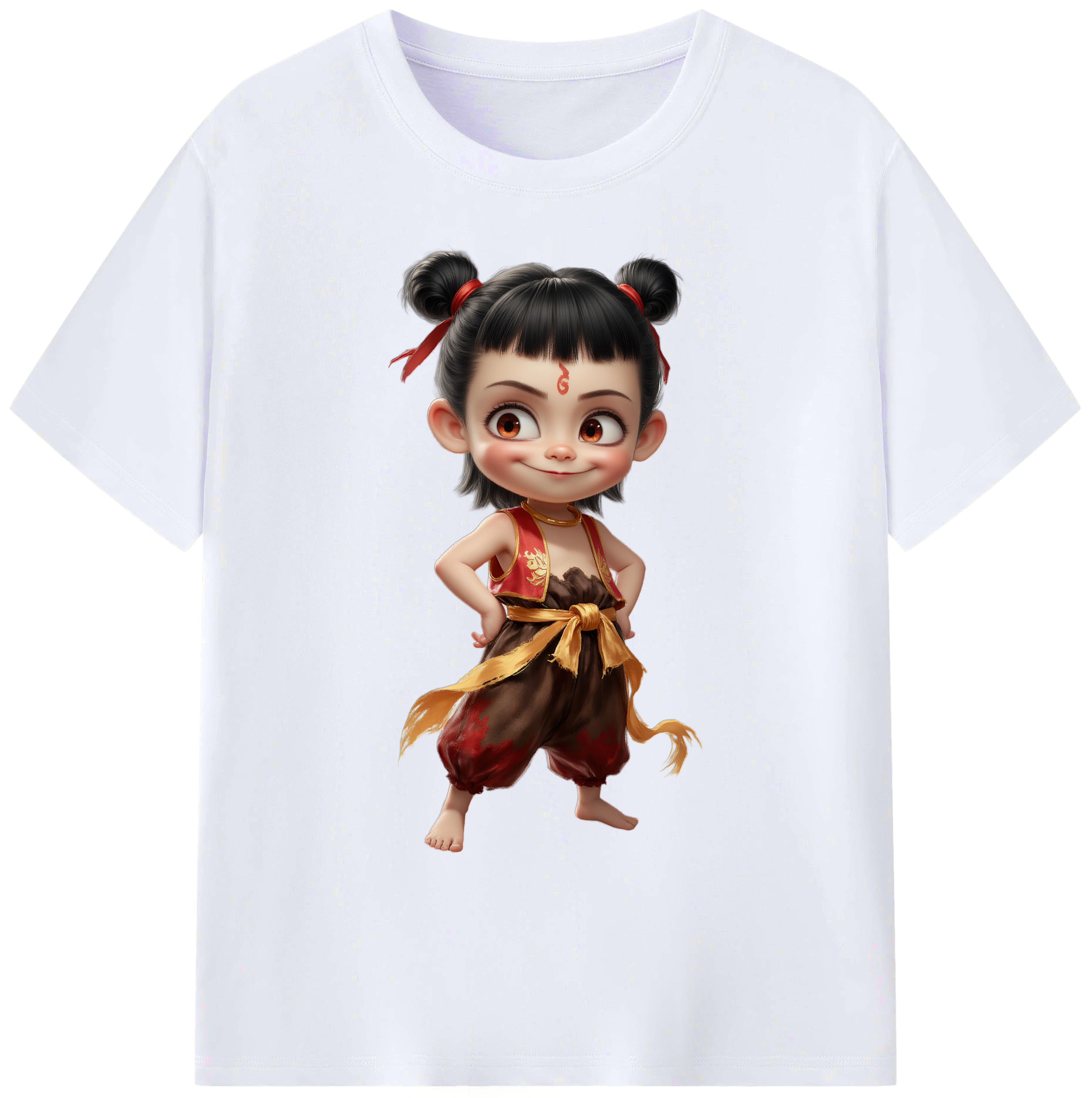 （画像用） Ne Zha 2 ナタ 魔童の大暴れ 綿100％ メンズ半袖Tシャツ｜肌触りやわらか＆通気性