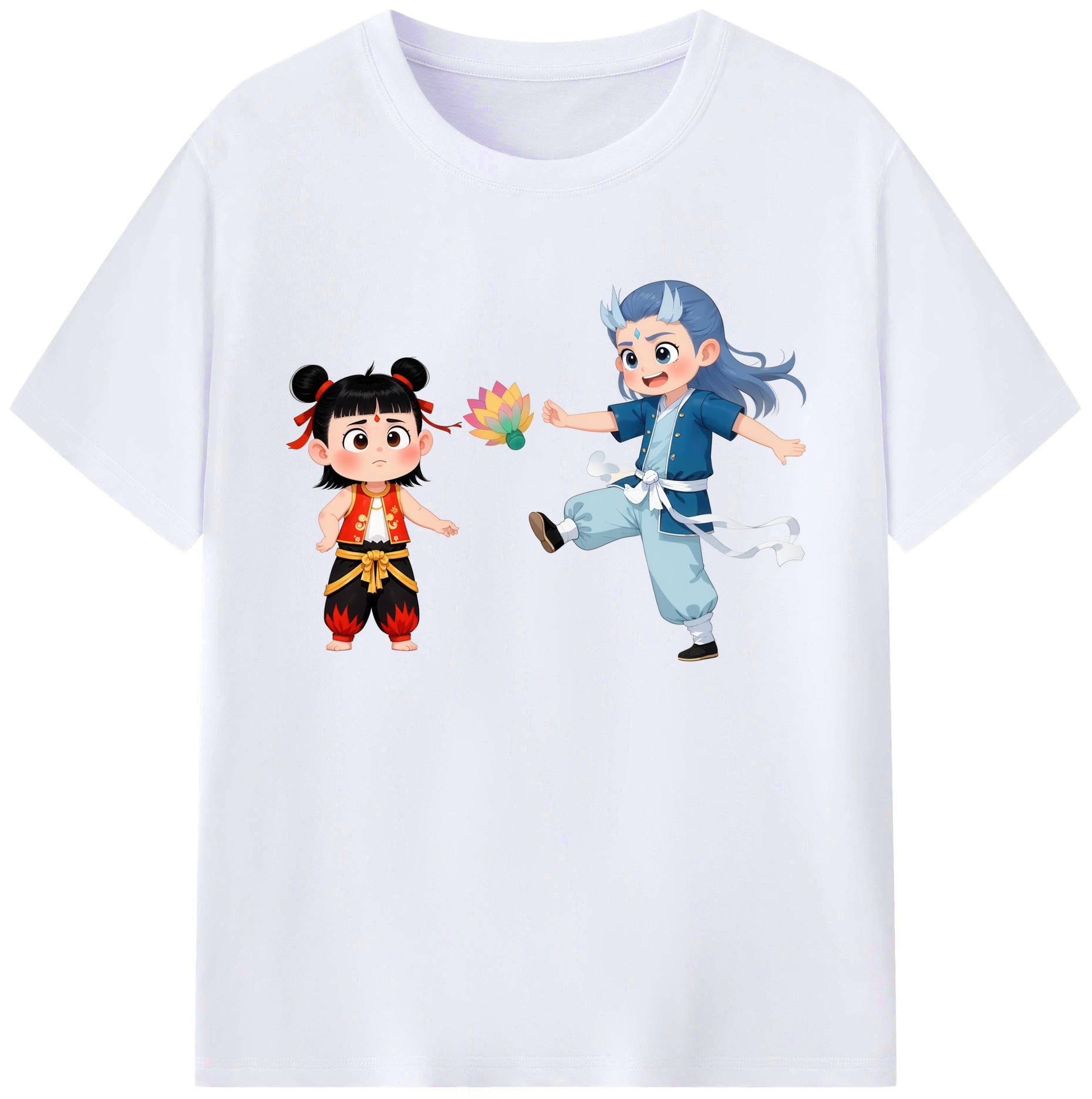 （画像用） Ne Zha 2 ナタ 魔童の大暴れ 綿100％ メンズ半袖Tシャツ｜肌触りやわらか＆通気性