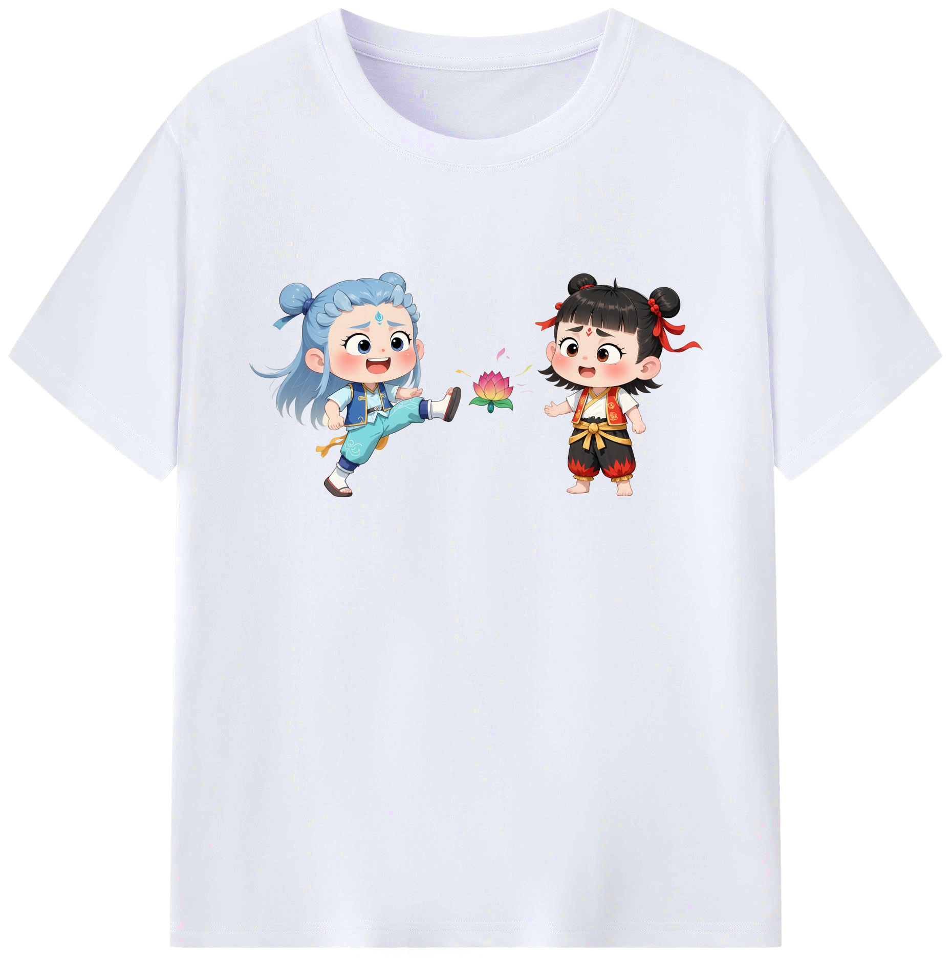 （画像用） Ne Zha 2 ナタ 魔童の大暴れ 綿100％ メンズ半袖Tシャツ｜肌触りやわらか＆通気性