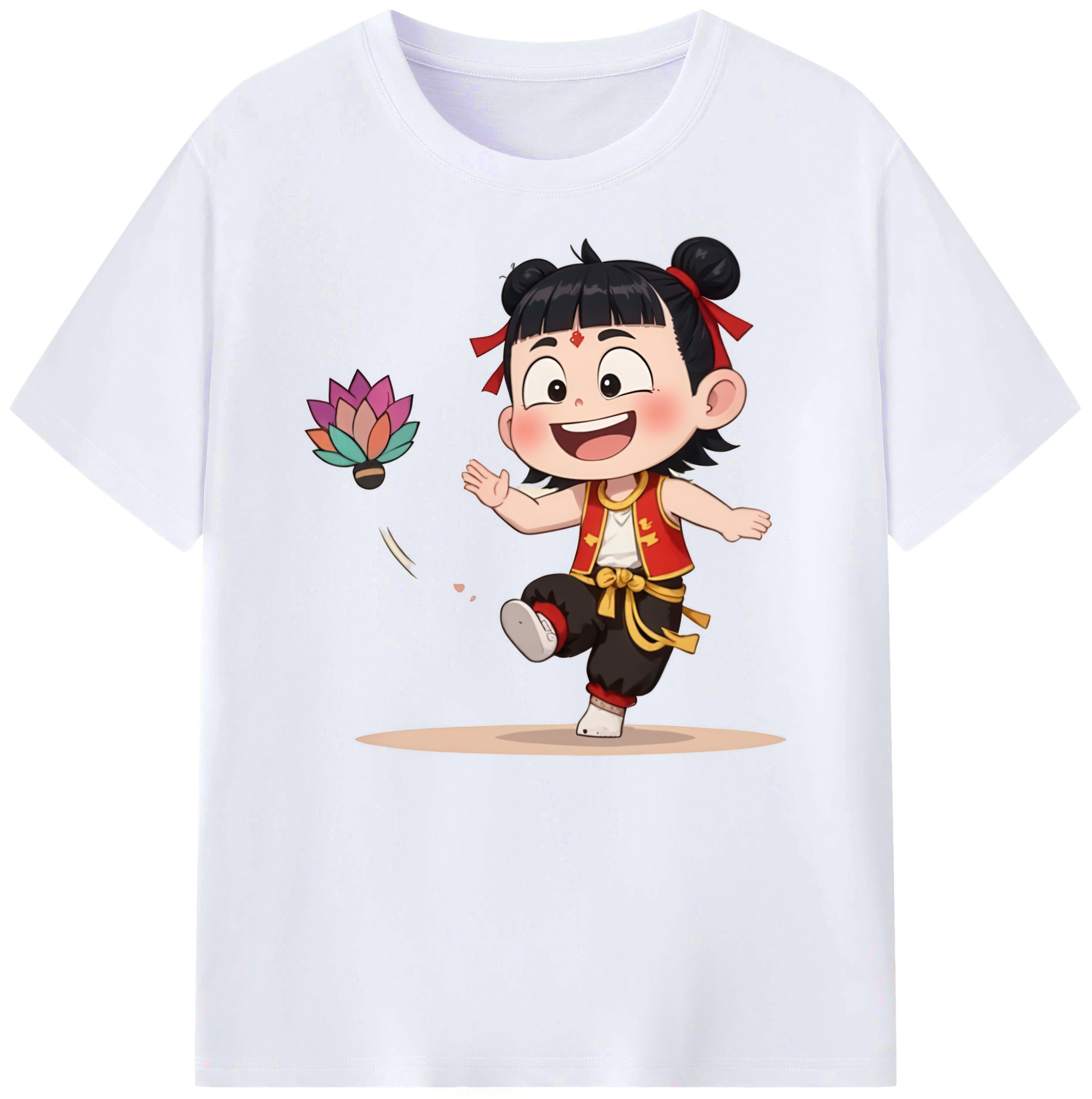 （画像用） Ne Zha 2 ナタ 魔童の大暴れ 綿100％ メンズ半袖Tシャツ｜肌触りやわらか＆通気性