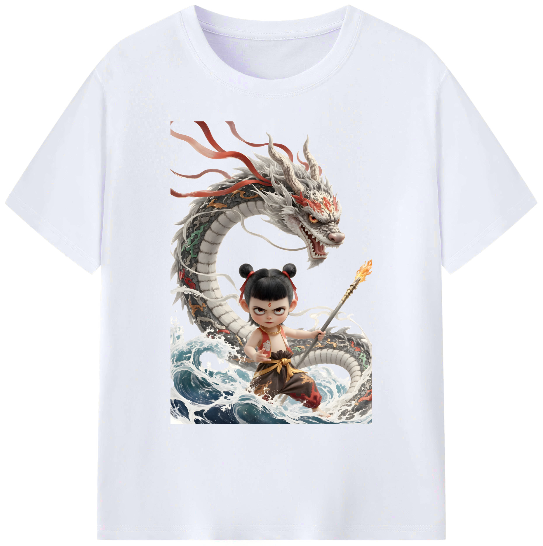 （画像用） Ne Zha 2 ナタ 魔童の大暴れ 綿100％ メンズ半袖Tシャツ｜肌触りやわらか＆通気性