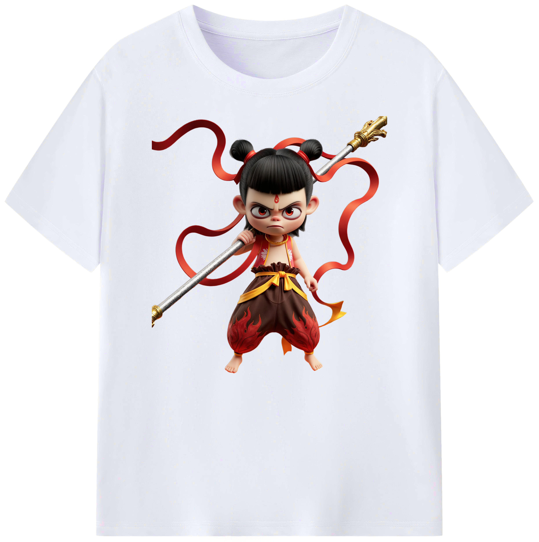 （画像用） Ne Zha 2 ナタ 魔童の大暴れ 綿100％ メンズ半袖Tシャツ｜肌触りやわらか＆通気性