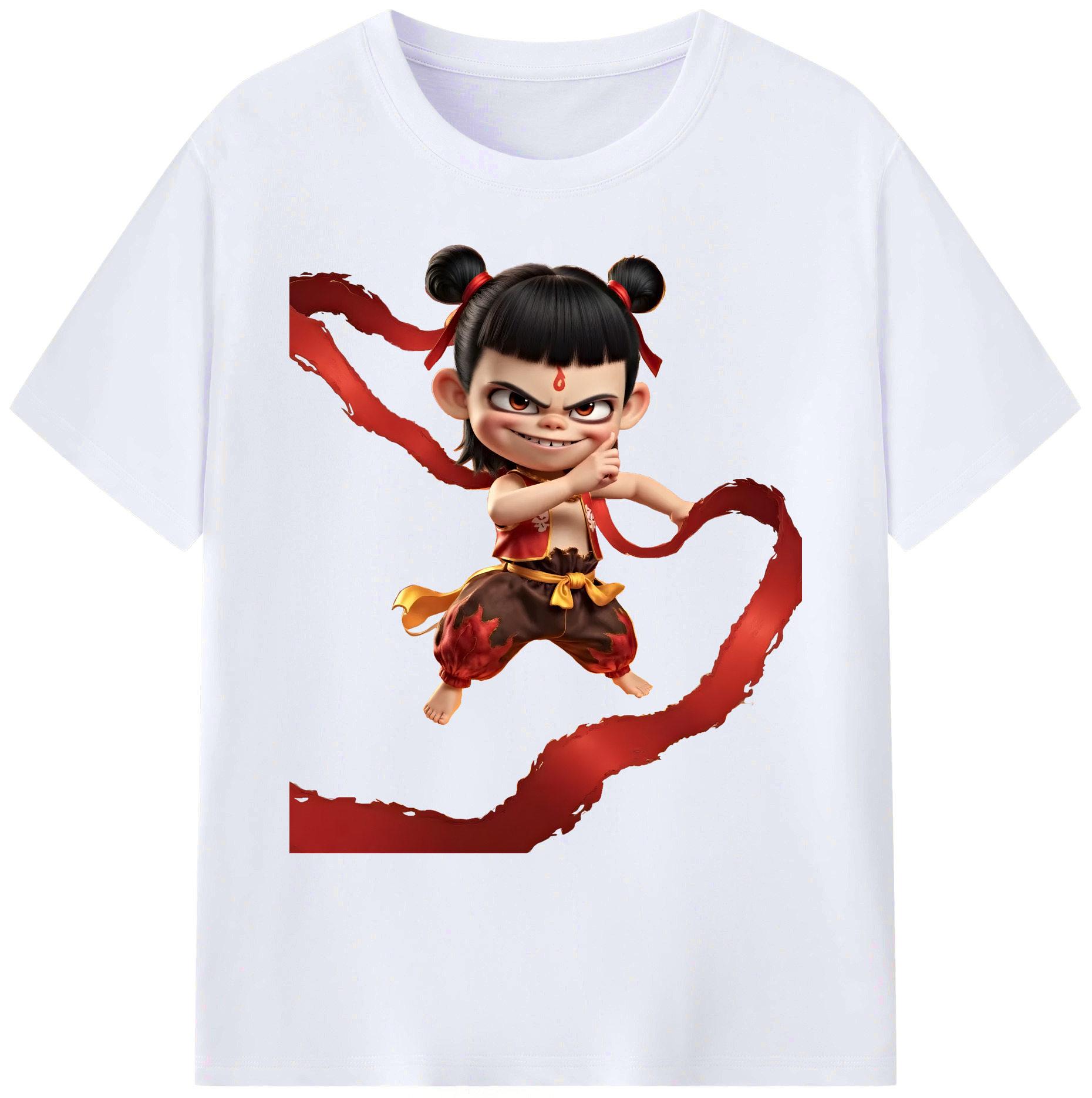 （画像用） Ne Zha 2 ナタ 魔童の大暴れ 綿100％ メンズ半袖Tシャツ｜肌触りやわらか＆通気性
