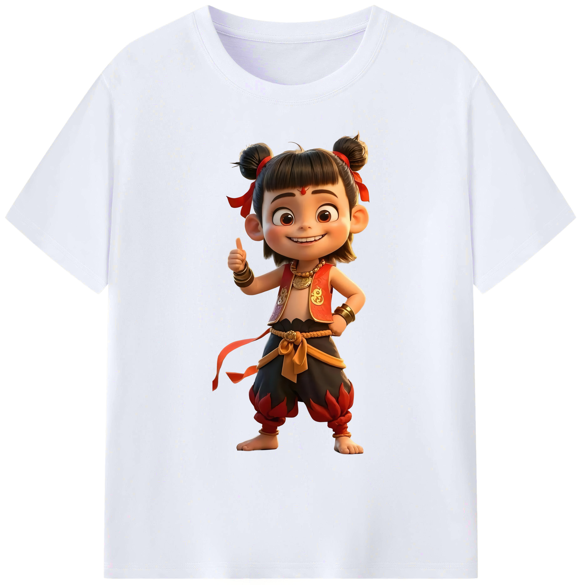 （画像用） Ne Zha 2 ナタ 魔童の大暴れ 綿100％ メンズ半袖Tシャツ｜肌触りやわらか＆通気性