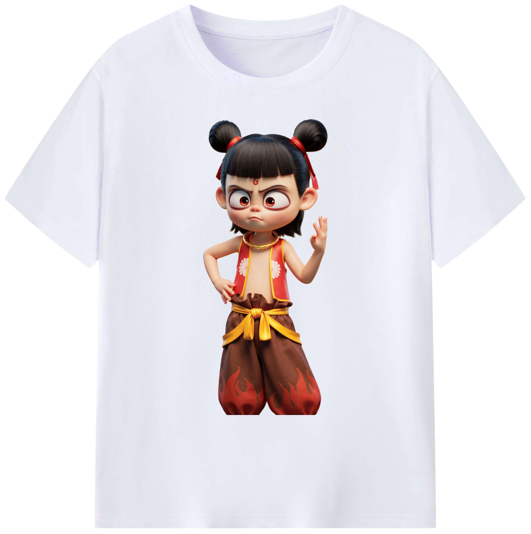 （画像用） Ne Zha 2 ナタ 魔童の大暴れ 綿100％ メンズ半袖Tシャツ｜肌触りやわらか＆通気性