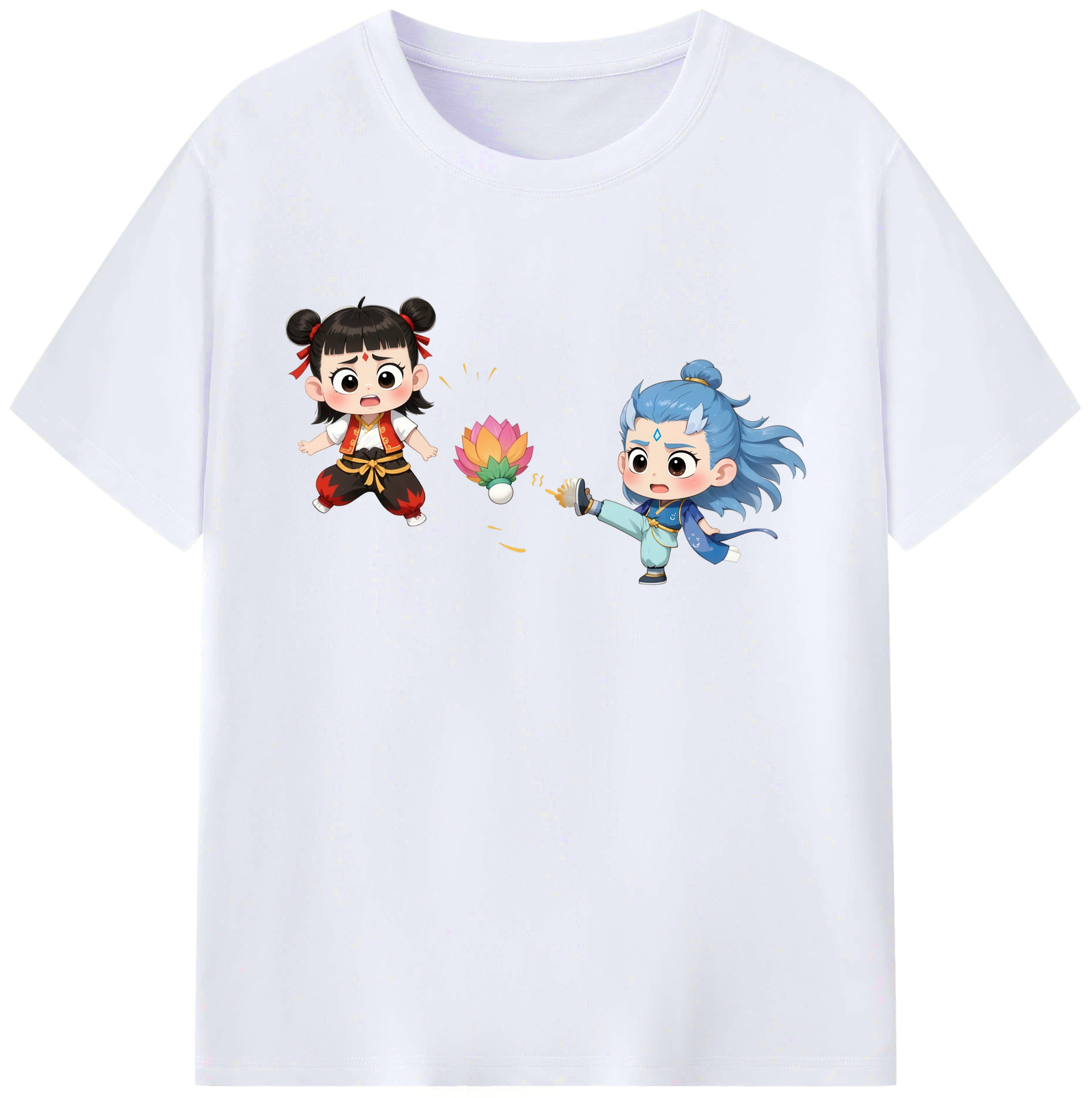 （画像用） Ne Zha 2 ナタ 魔童の大暴れ 綿100％ メンズ半袖Tシャツ｜肌触りやわらか＆通気性