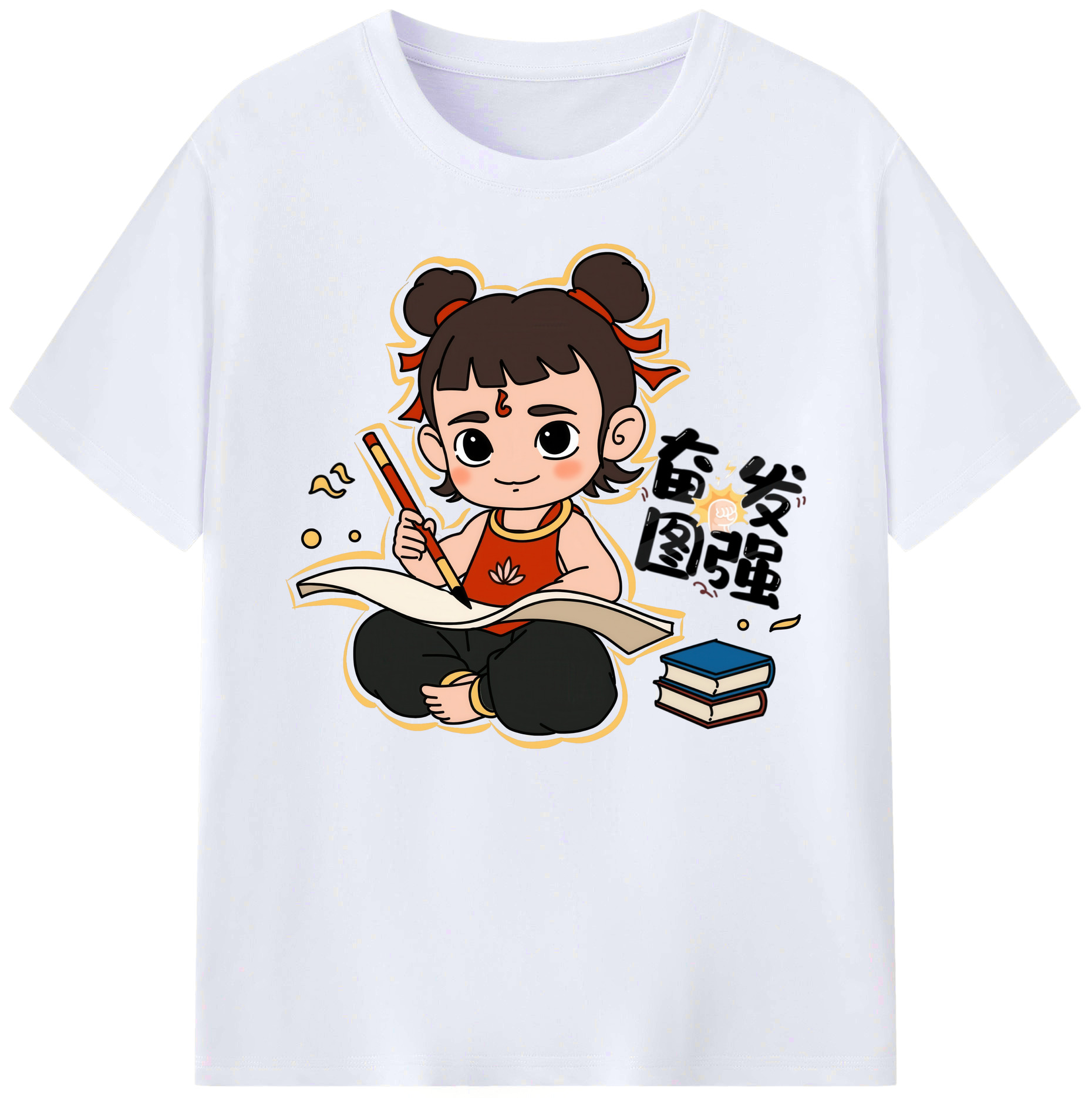 （画像用） Ne Zha 2 ナタ 魔童の大暴れ 綿100％ メンズ半袖Tシャツ｜肌触りやわらか＆通気性