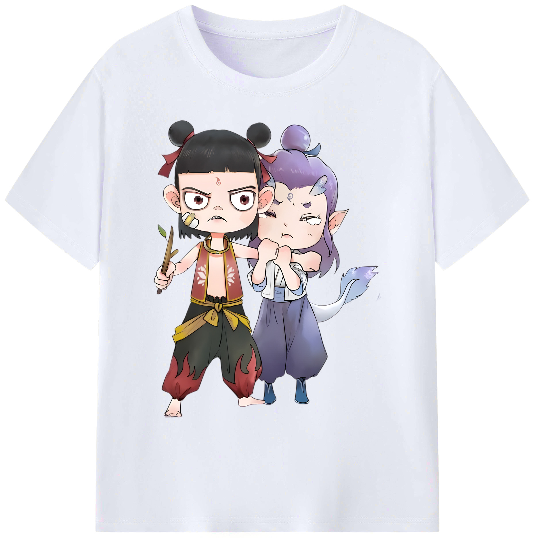 （画像用） Ne Zha 2 ナタ 魔童の大暴れ 綿100％ メンズ半袖Tシャツ｜肌触りやわらか＆通気性