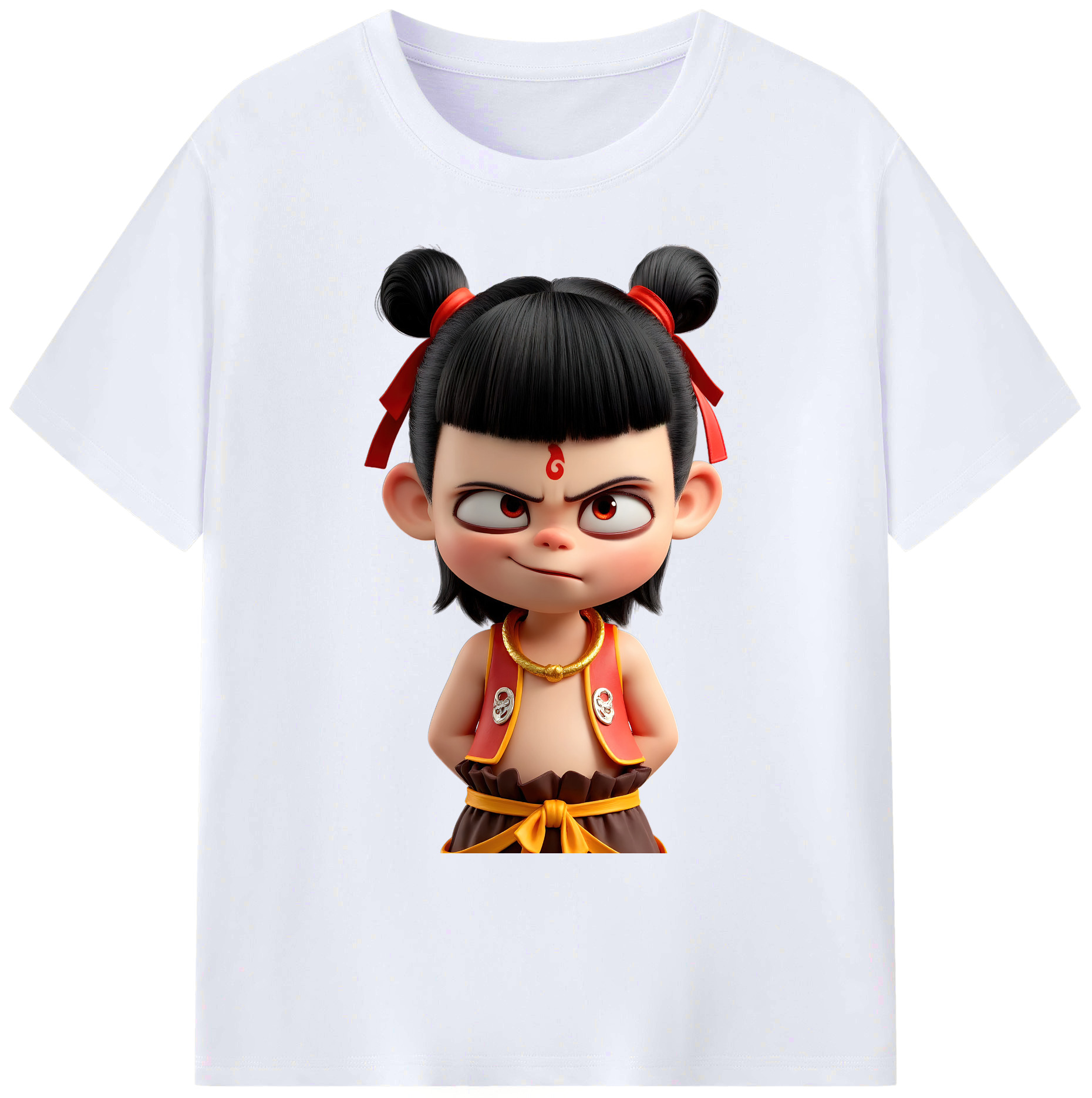 （画像用） Ne Zha 2 ナタ 魔童の大暴れ 綿100％ メンズ半袖Tシャツ｜肌触りやわらか＆通気性