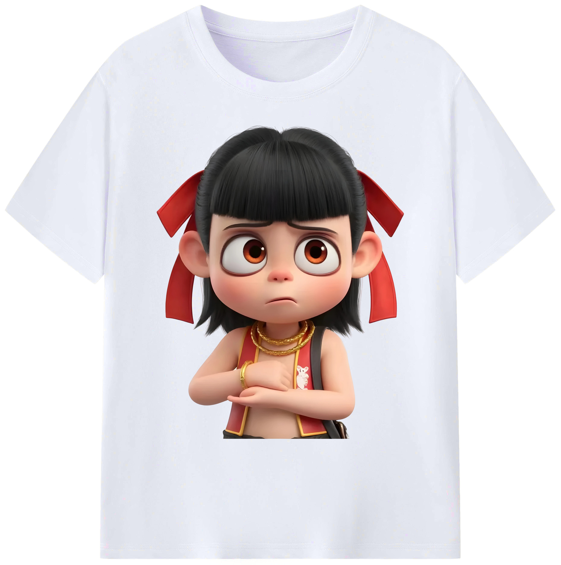 （画像用） Ne Zha 2 ナタ 魔童の大暴れ 綿100％ メンズ半袖Tシャツ｜肌触りやわらか＆通気性