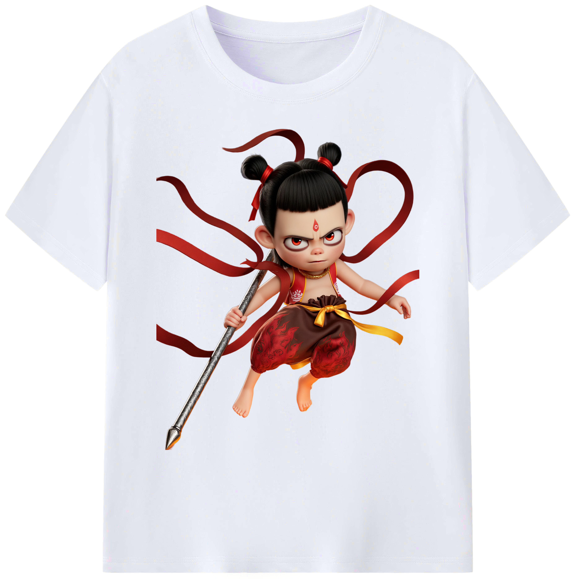 （画像用） Ne Zha 2 ナタ 魔童の大暴れ 綿100％ メンズ半袖Tシャツ｜肌触りやわらか＆通気性