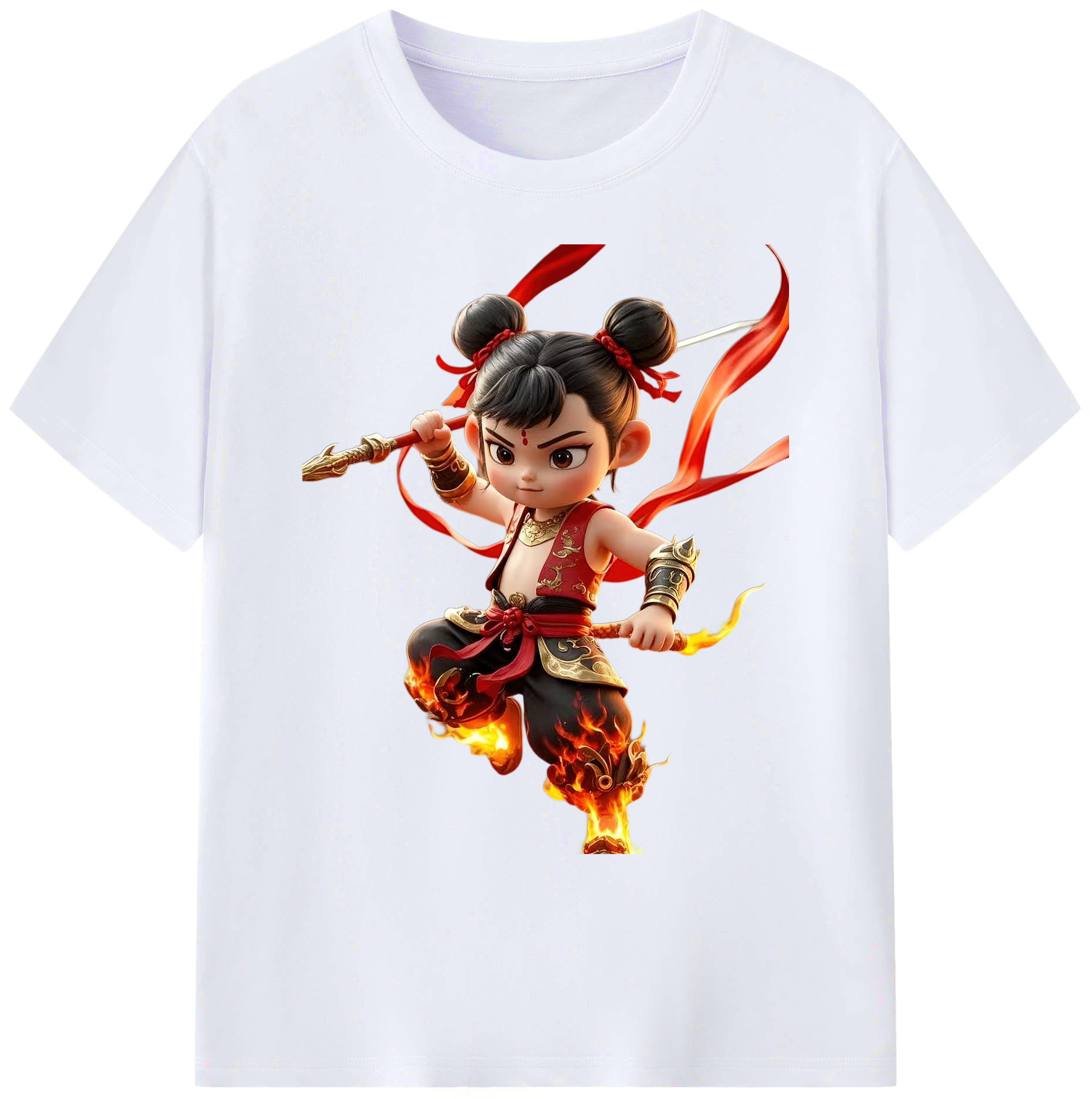 （画像用） Ne Zha 2 ナタ 魔童の大暴れ 綿100％ メンズ半袖Tシャツ｜肌触りやわらか＆通気性