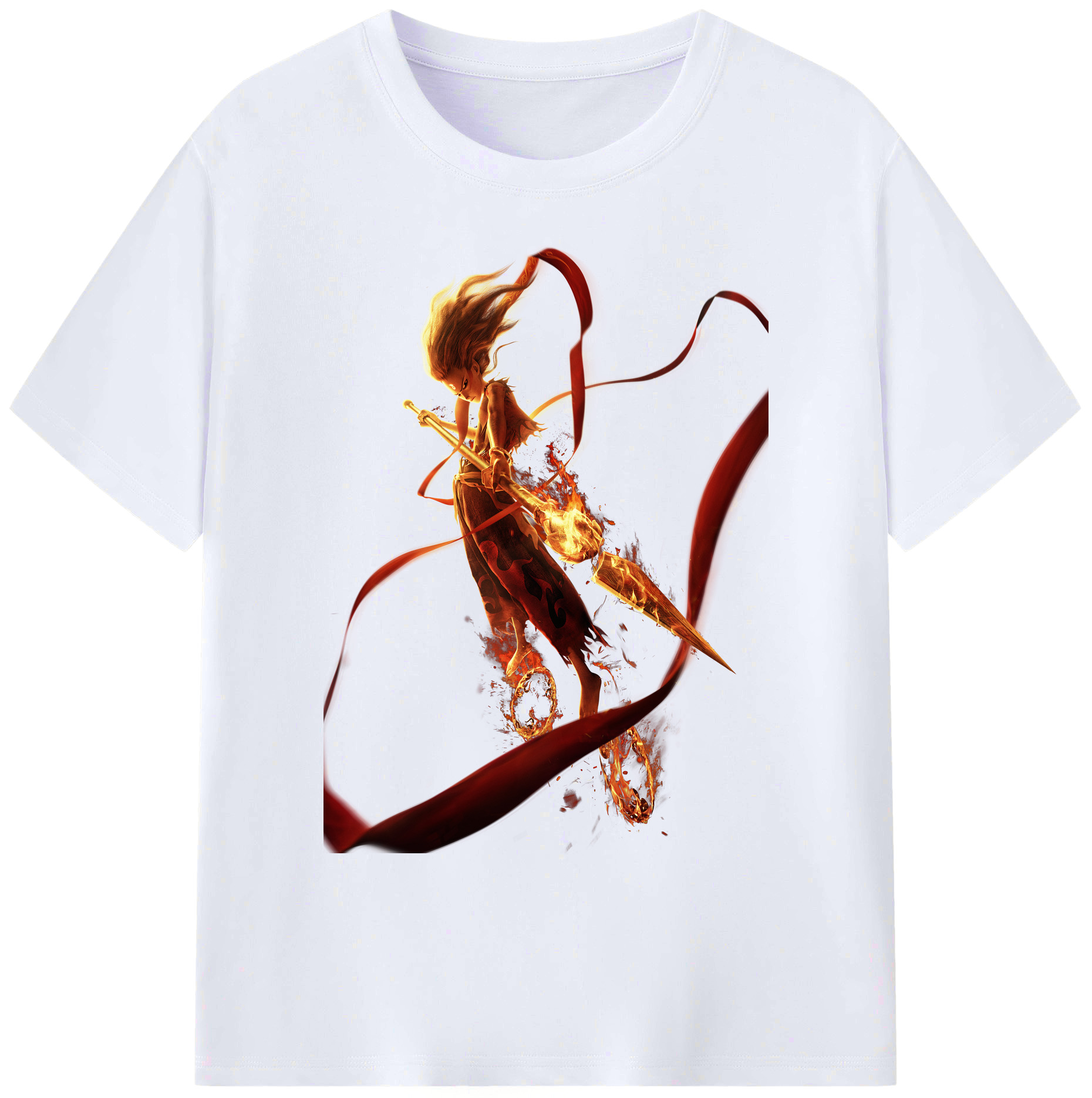 （画像用） Ne Zha 2 ナタ 魔童の大暴れ 綿100％ メンズ半袖Tシャツ｜肌触りやわらか＆通気性