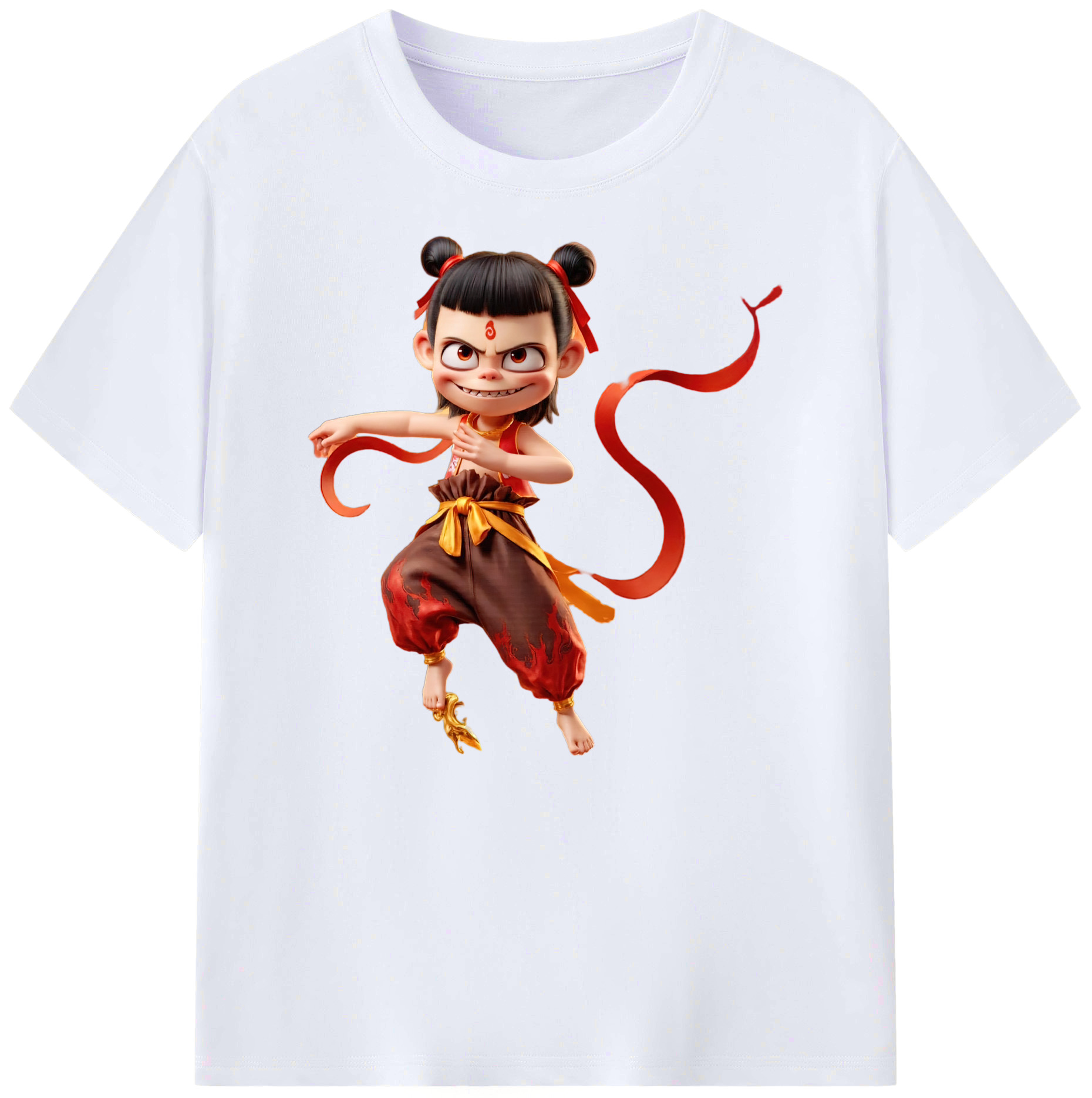 （画像用） Ne Zha 2 ナタ 魔童の大暴れ 綿100％ メンズ半袖Tシャツ｜肌触りやわらか＆通気性