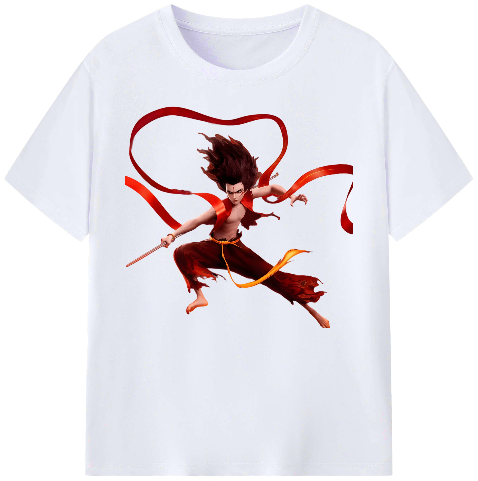 （画像用） Ne Zha 2 ナタ 魔童の大暴れ 綿100％ メンズ半袖Tシャツ｜肌触りやわらか＆通気性