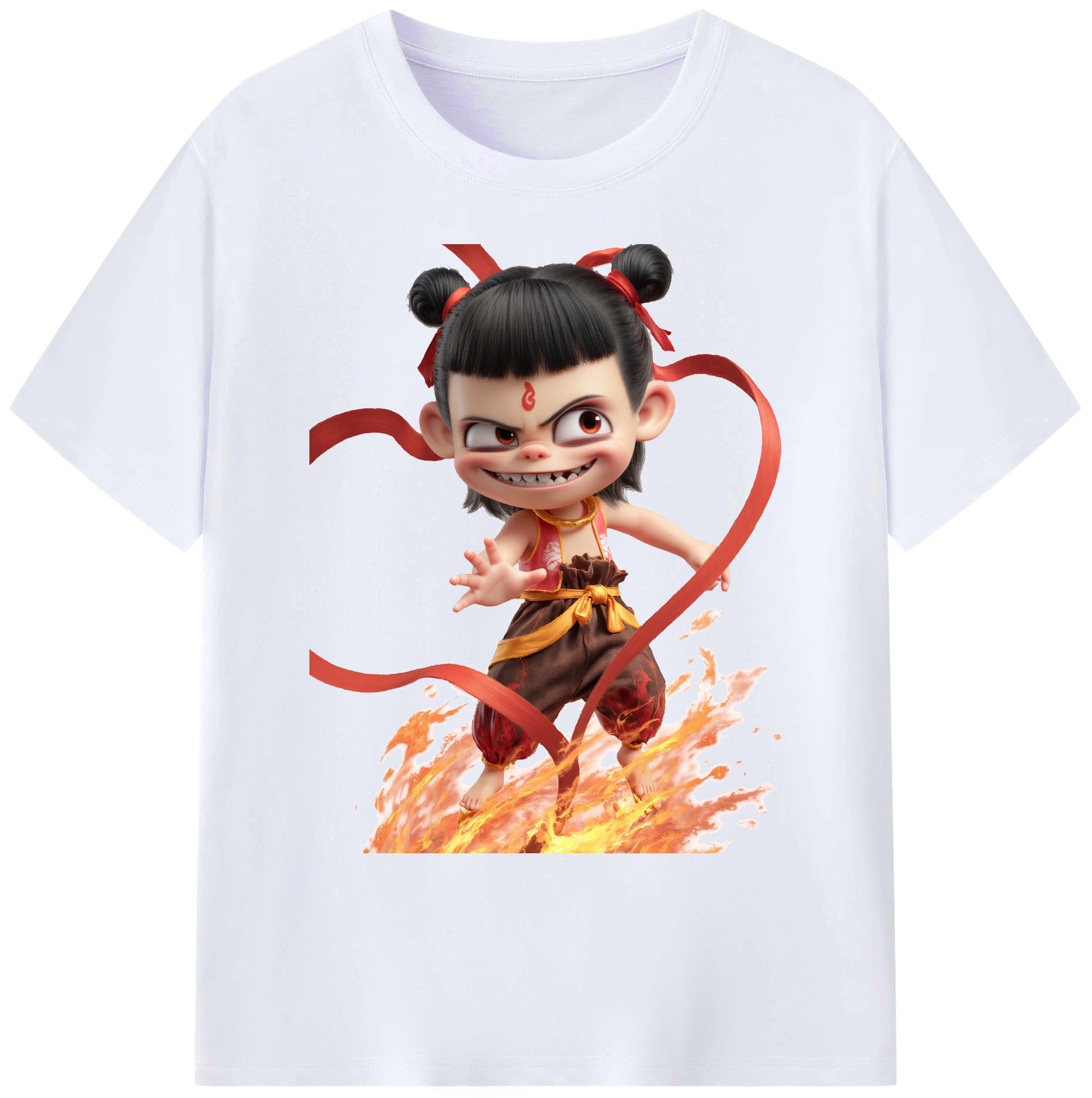 （画像用） Ne Zha 2 ナタ 魔童の大暴れ 綿100％ メンズ半袖Tシャツ｜肌触りやわらか＆通気性