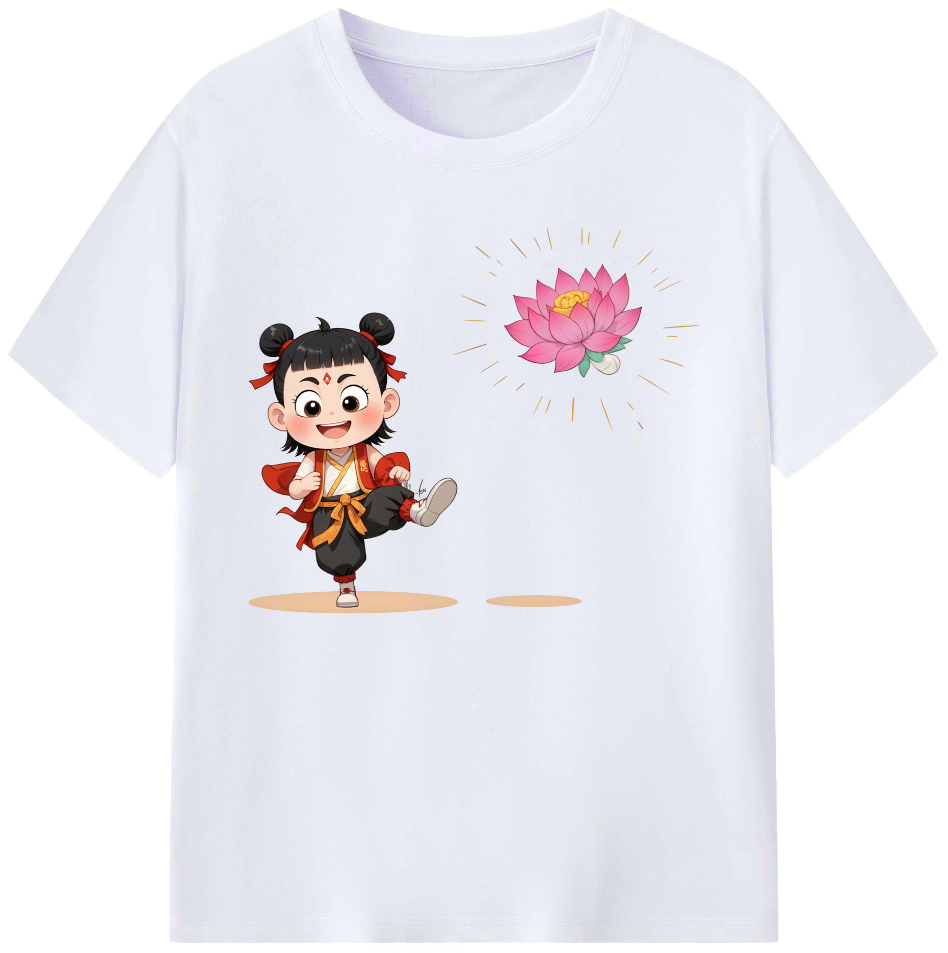 （画像用） Ne Zha 2 ナタ 魔童の大暴れ 綿100％ メンズ半袖Tシャツ｜肌触りやわらか＆通気性