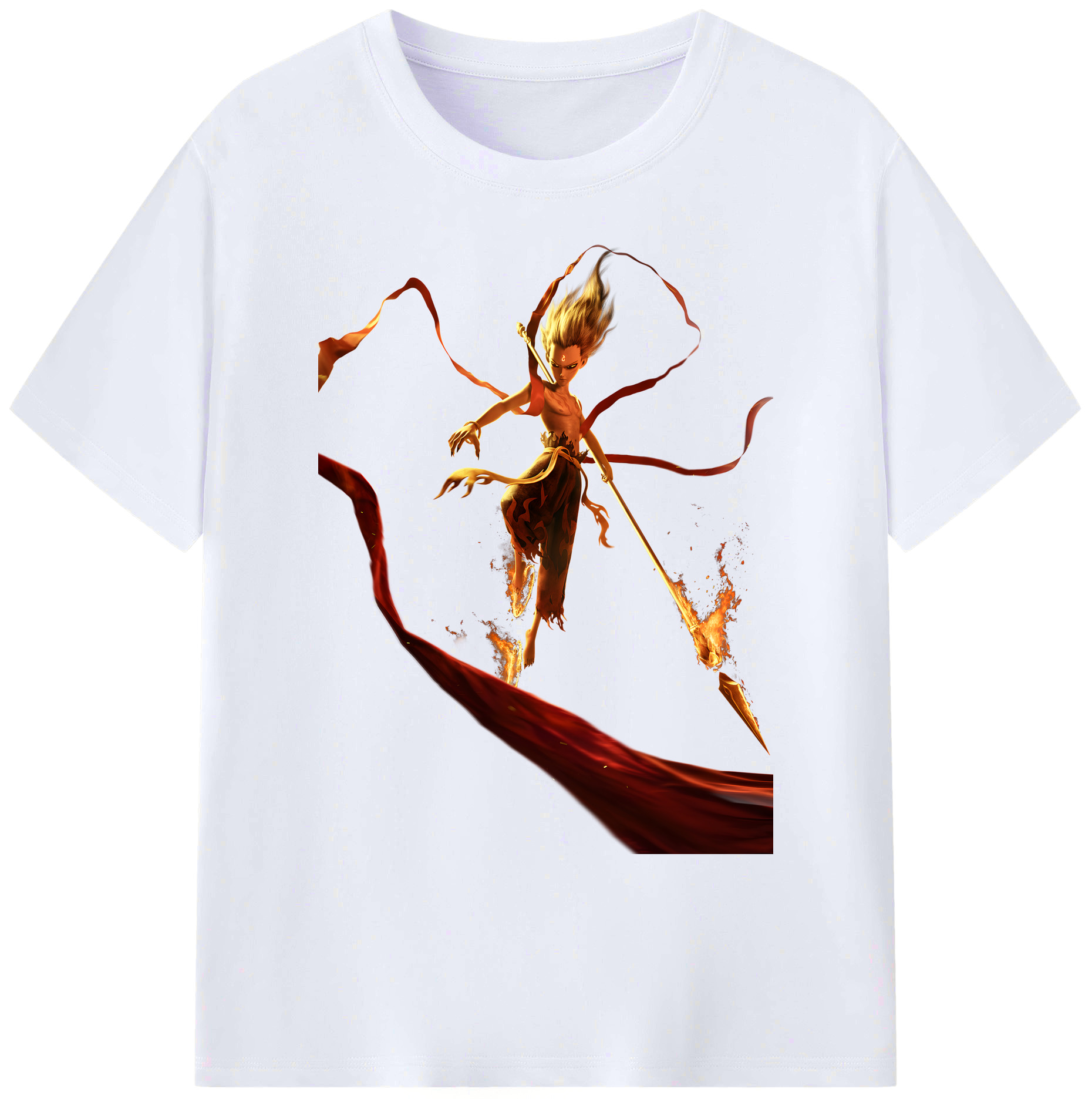 （画像用） Ne Zha 2 ナタ 魔童の大暴れ 綿100％ メンズ半袖Tシャツ｜肌触りやわらか＆通気性