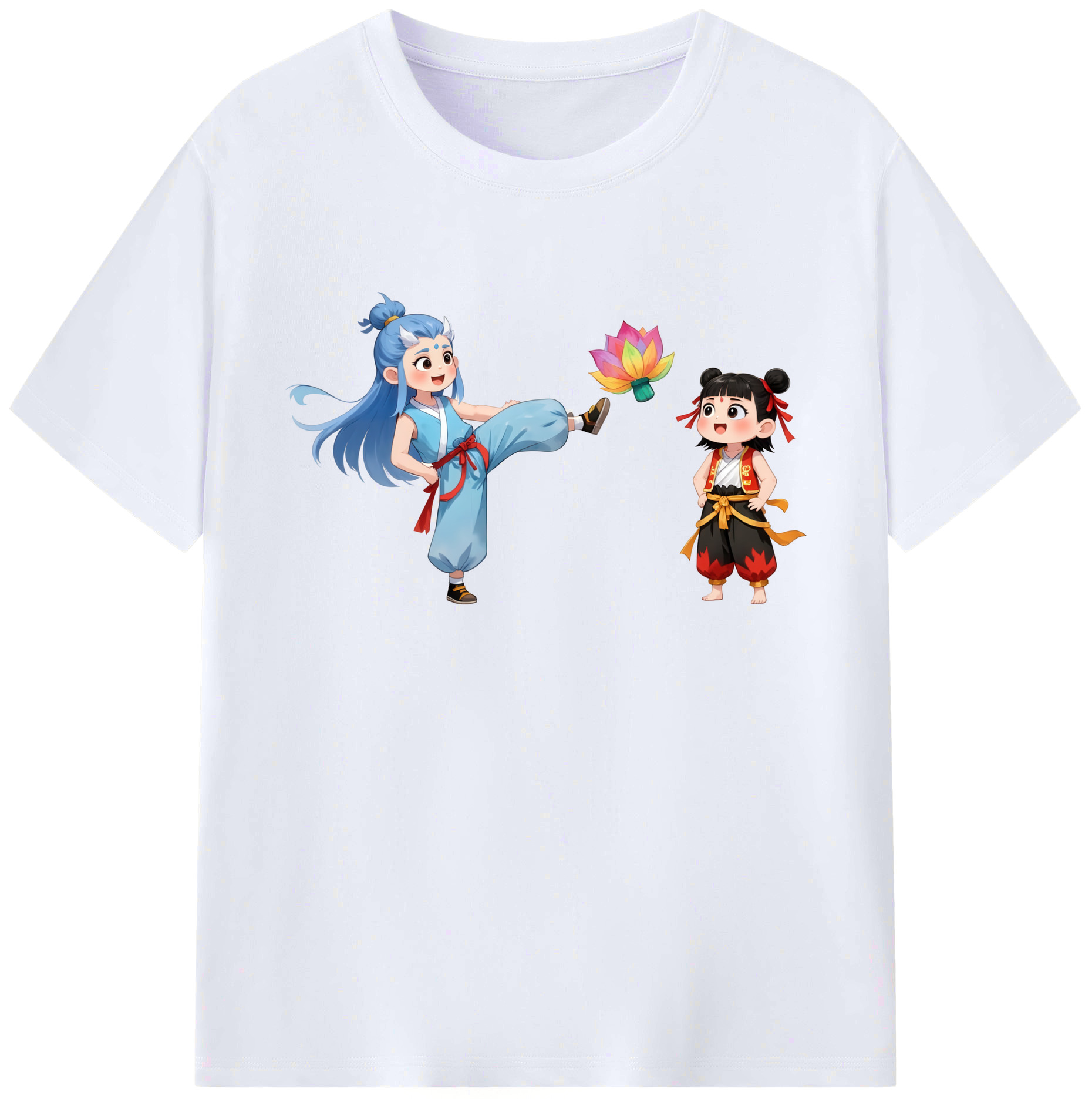 （画像用） Ne Zha 2 ナタ 魔童の大暴れ 綿100％ メンズ半袖Tシャツ｜肌触りやわらか＆通気性