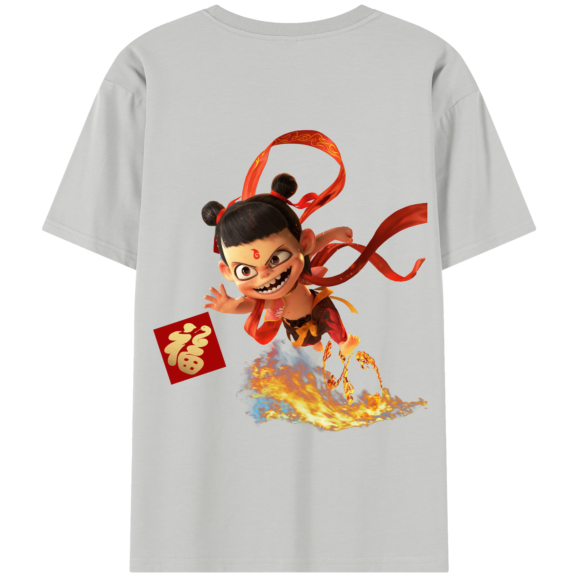（画像用） Ne Zha 2 ナタ 魔童の大暴れ レディース半袖Tシャツ(バックプリント)