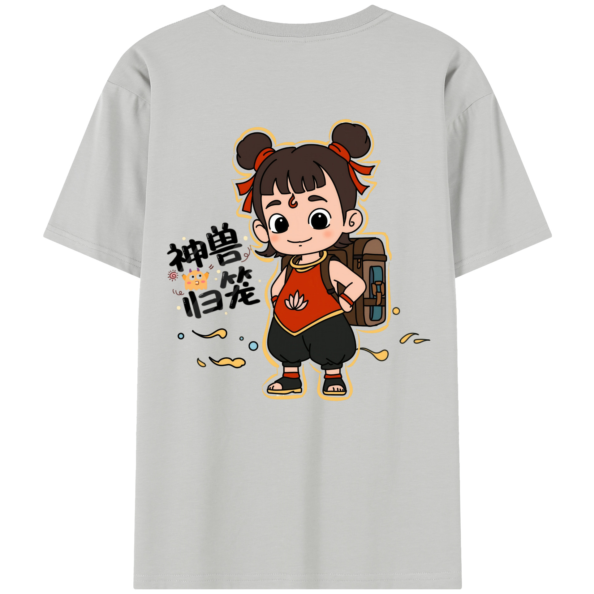 （画像用） Ne Zha 2 ナタ 魔童の大暴れ レディース半袖Tシャツ(バックプリント)