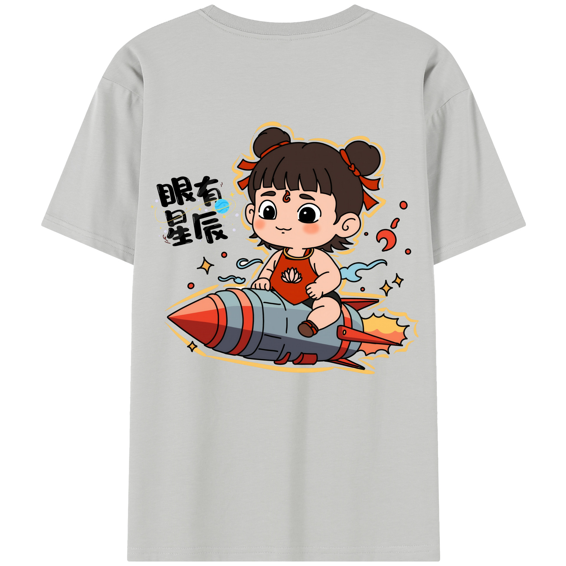 （画像用） Ne Zha 2 ナタ 魔童の大暴れ レディース半袖Tシャツ(バックプリント)