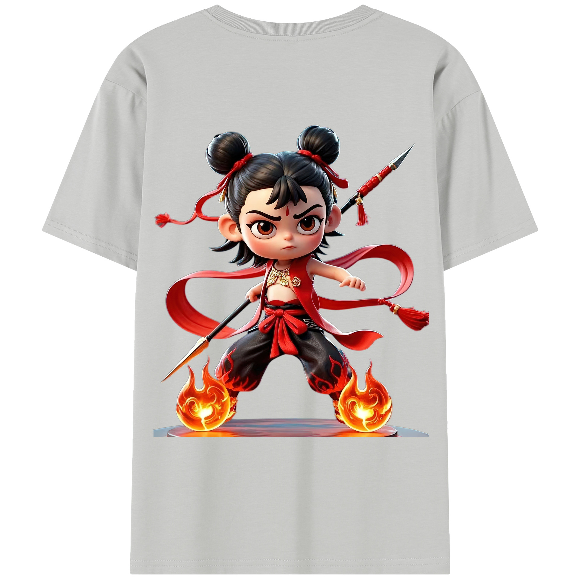 （画像用） Ne Zha 2 ナタ 魔童の大暴れ レディース半袖Tシャツ(バックプリント)