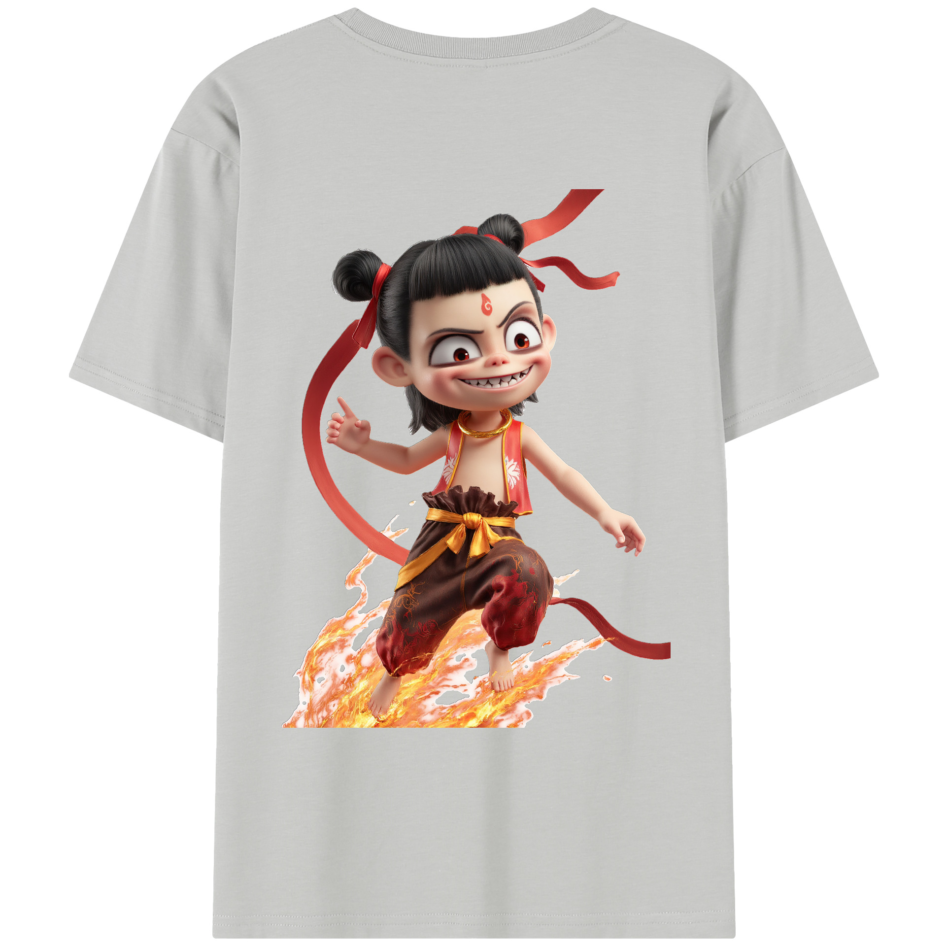 （画像用） Ne Zha 2 ナタ 魔童の大暴れ レディース半袖Tシャツ(バックプリント)