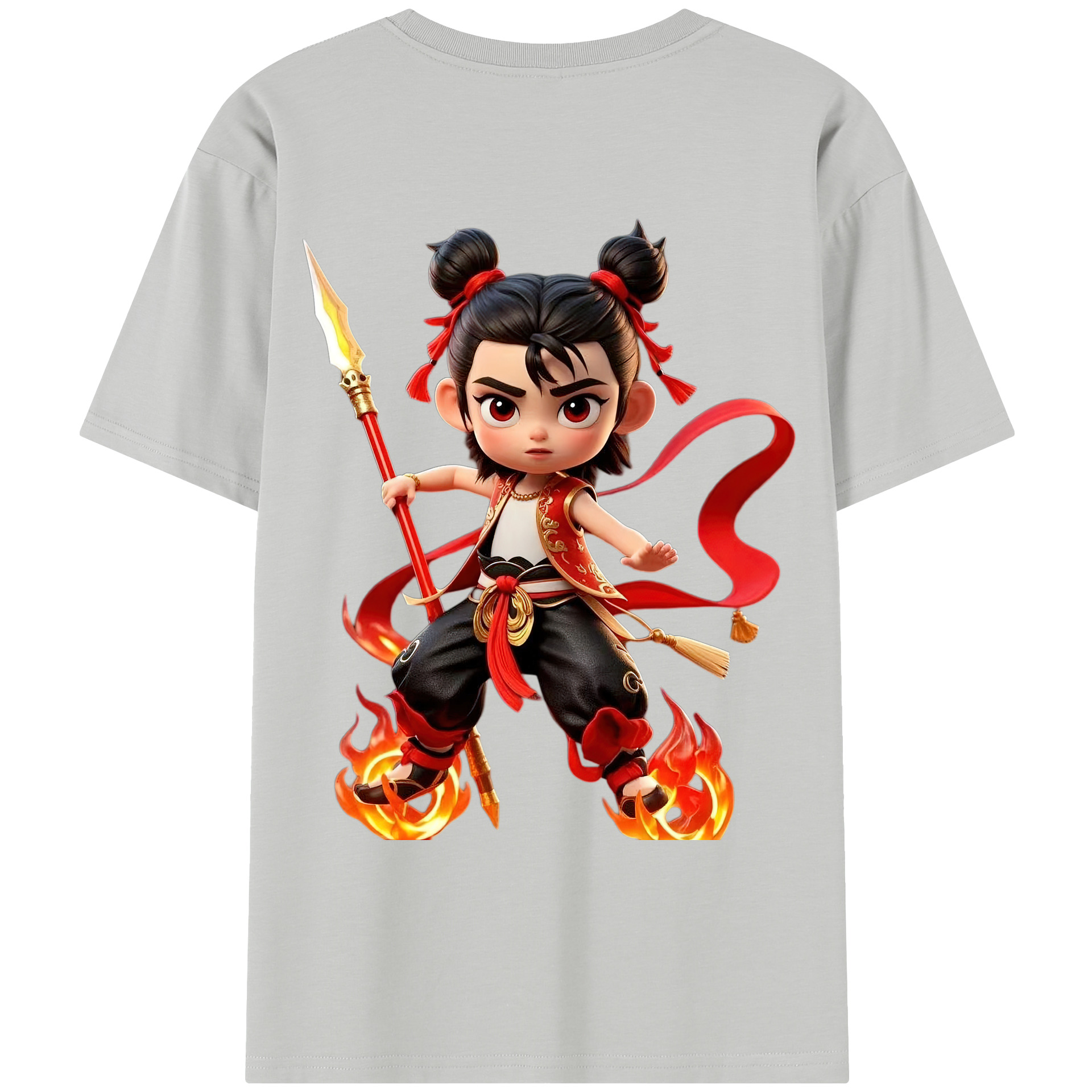 （画像用） Ne Zha 2 ナタ 魔童の大暴れ レディース半袖Tシャツ(バックプリント)
