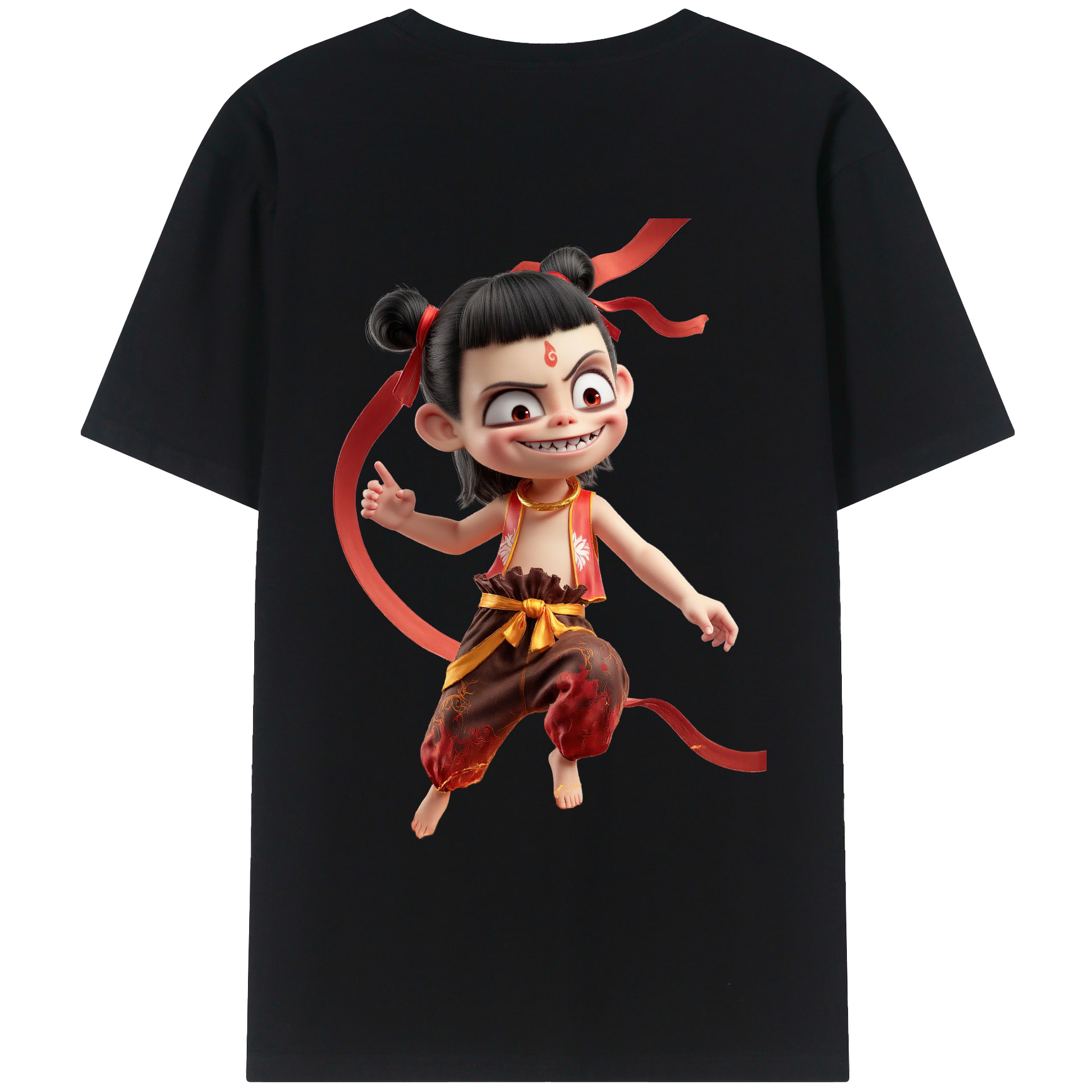 （画像用） Ne Zha 2 ナタ 魔童の大暴れ レディース半袖Tシャツ(バックプリント)