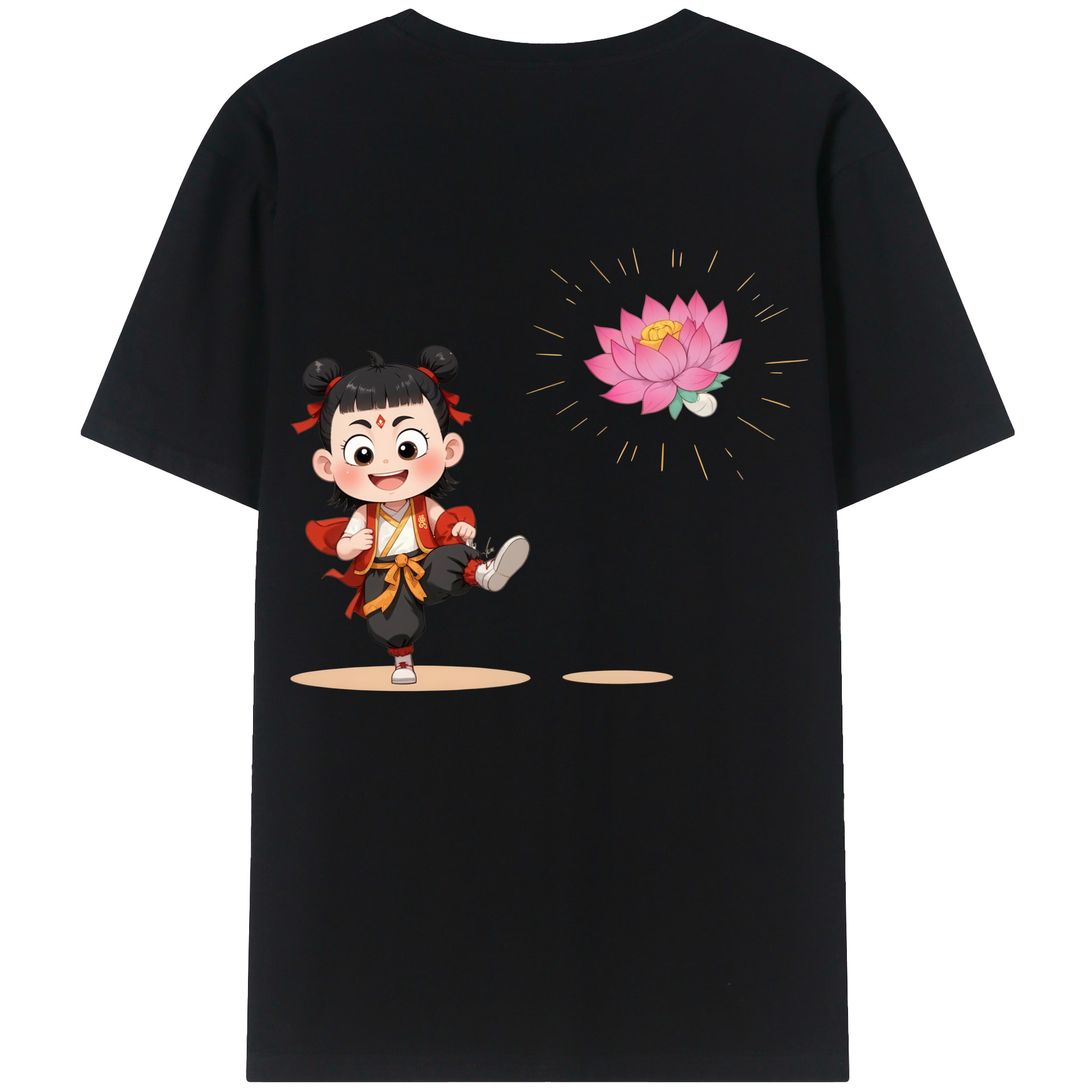 （画像用） Ne Zha 2 ナタ 魔童の大暴れ レディース半袖Tシャツ(バックプリント)