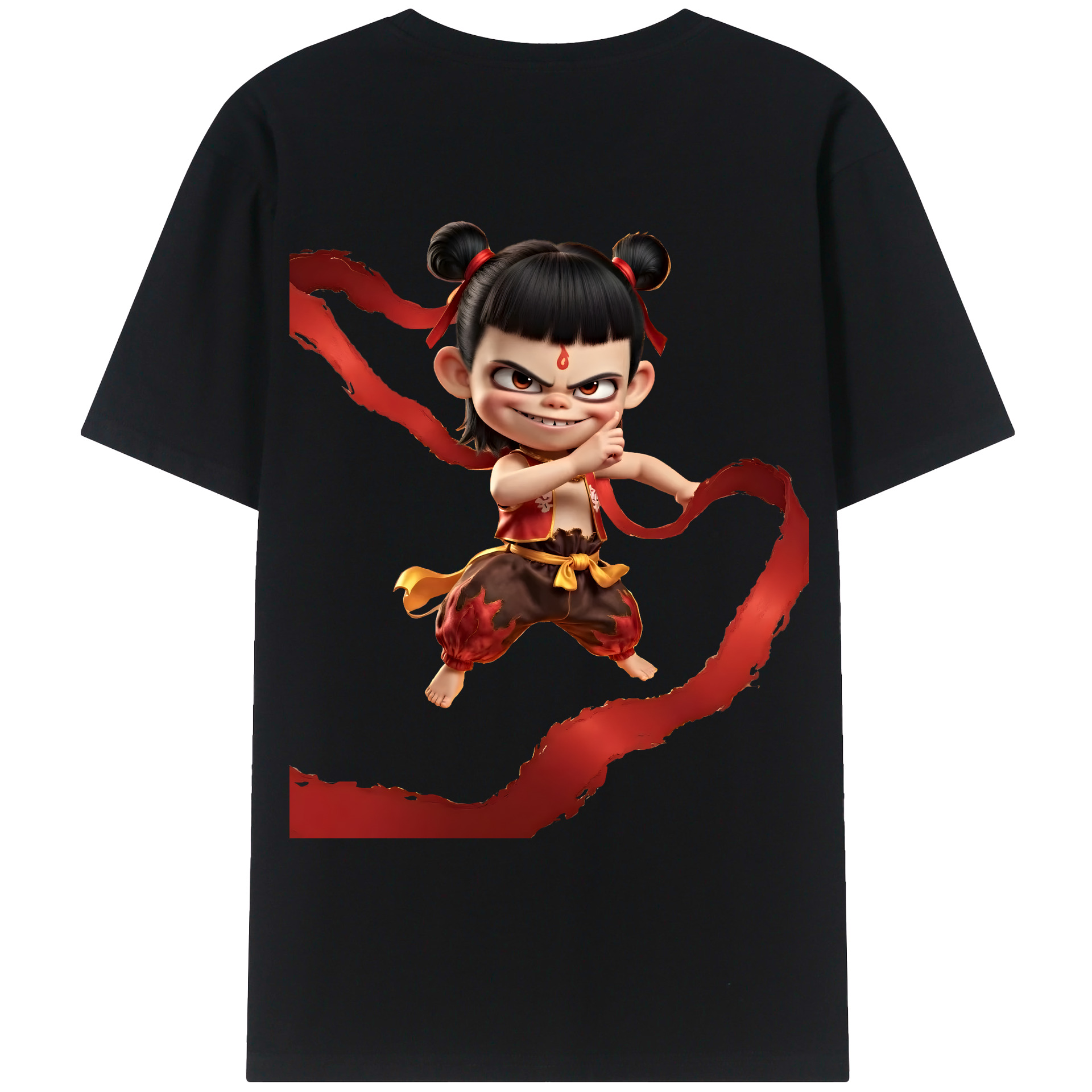 （画像用） Ne Zha 2 ナタ 魔童の大暴れ レディース半袖Tシャツ(バックプリント)