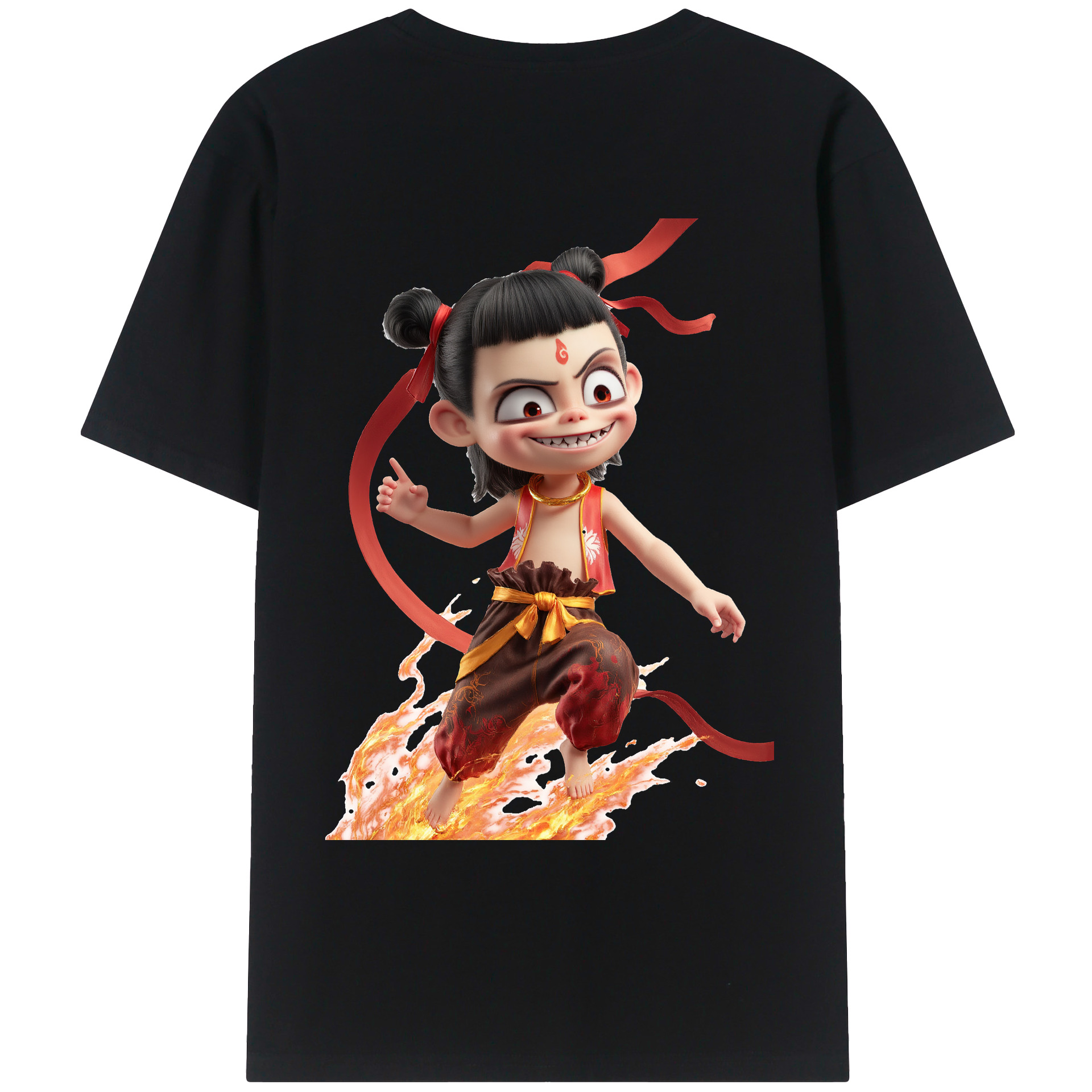 （画像用） Ne Zha 2 ナタ 魔童の大暴れ レディース半袖Tシャツ(バックプリント)
