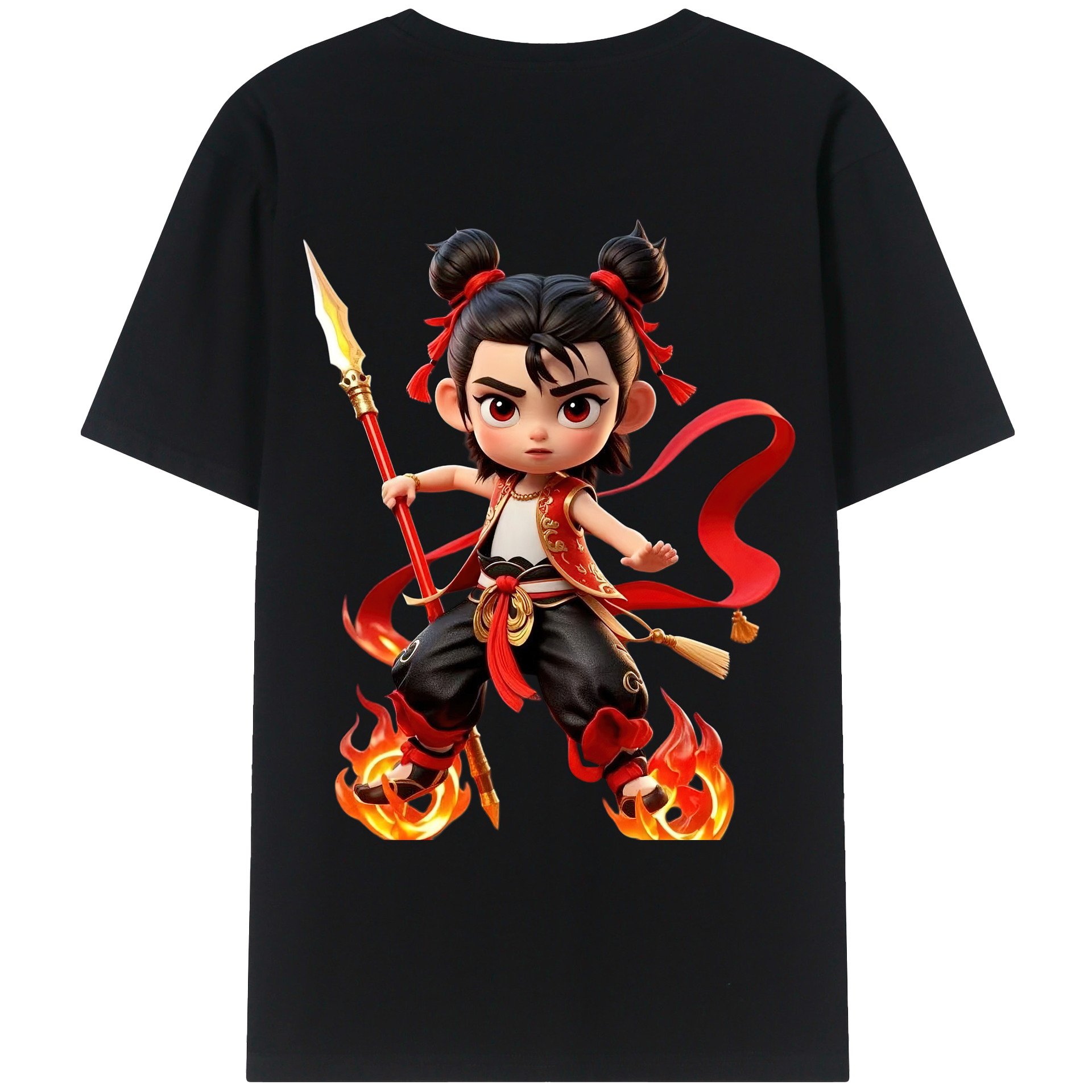 （画像用） Ne Zha 2 ナタ 魔童の大暴れ レディース半袖Tシャツ(バックプリント)
