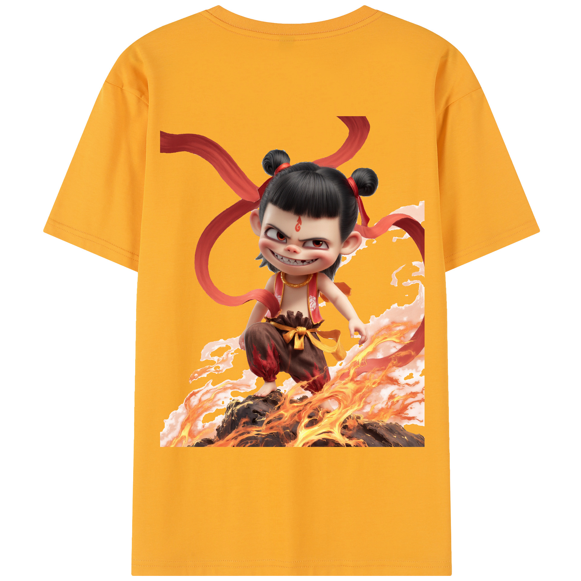 （画像用） Ne Zha 2 ナタ 魔童の大暴れ レディース半袖Tシャツ(バックプリント)
