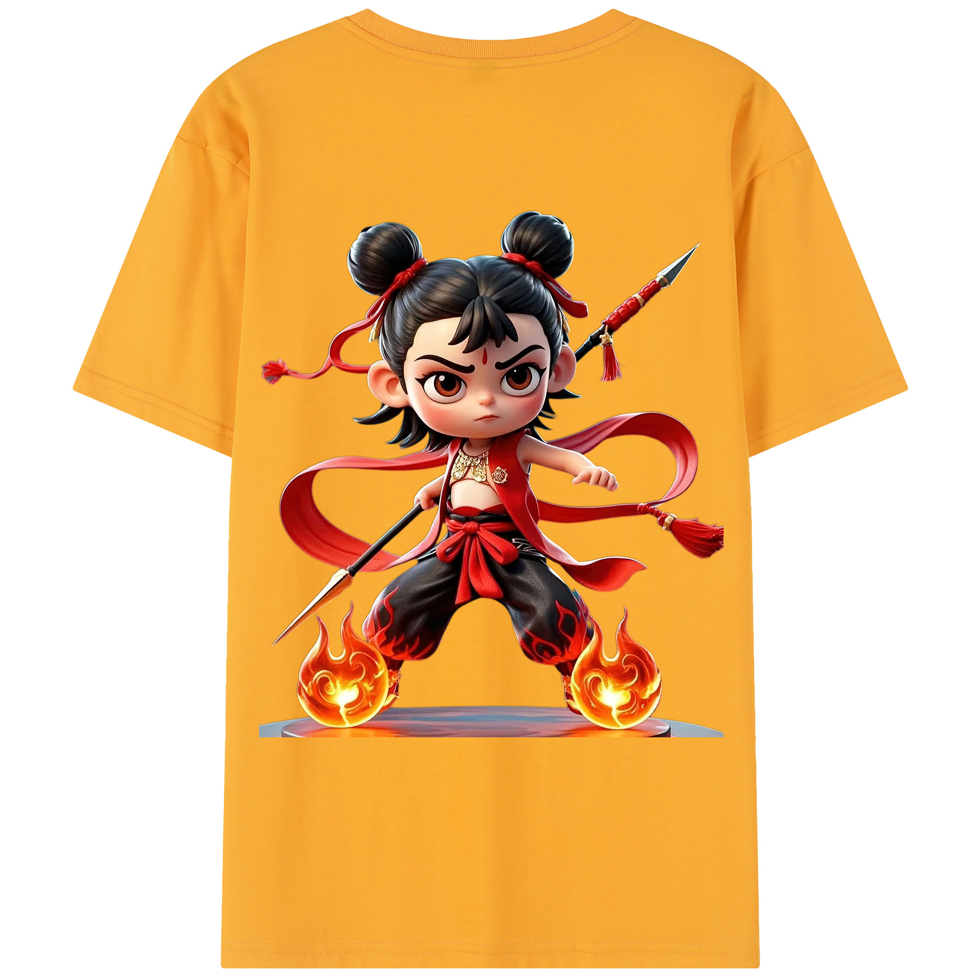 （画像用） Ne Zha 2 ナタ 魔童の大暴れ レディース半袖Tシャツ(バックプリント)