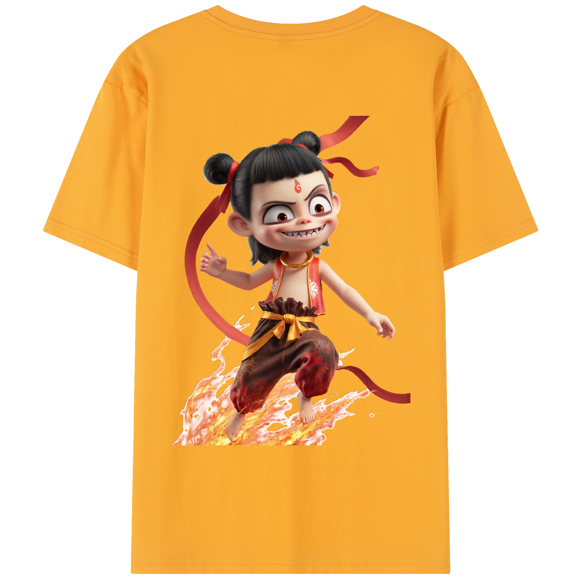 （画像用） Ne Zha 2 ナタ 魔童の大暴れ レディース半袖Tシャツ(バックプリント)