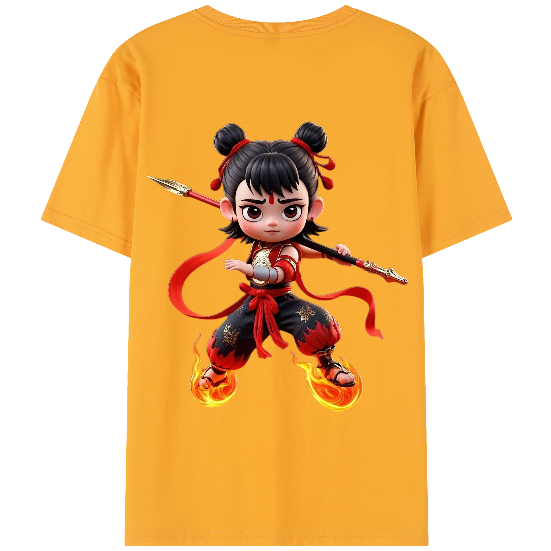 （画像用） Ne Zha 2 ナタ 魔童の大暴れ レディース半袖Tシャツ(バックプリント)