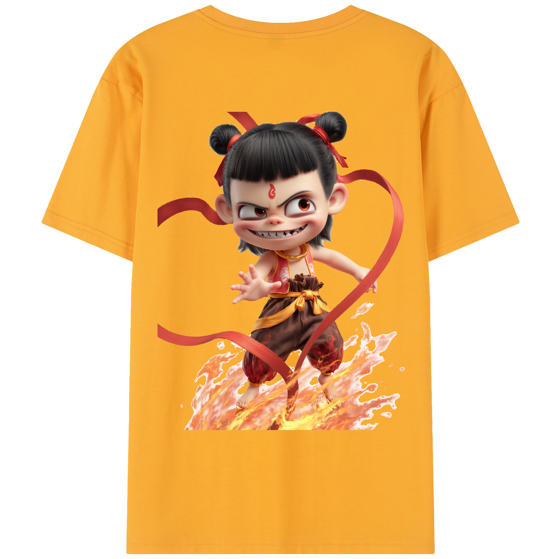 （画像用） Ne Zha 2 ナタ 魔童の大暴れ レディース半袖Tシャツ(バックプリント)