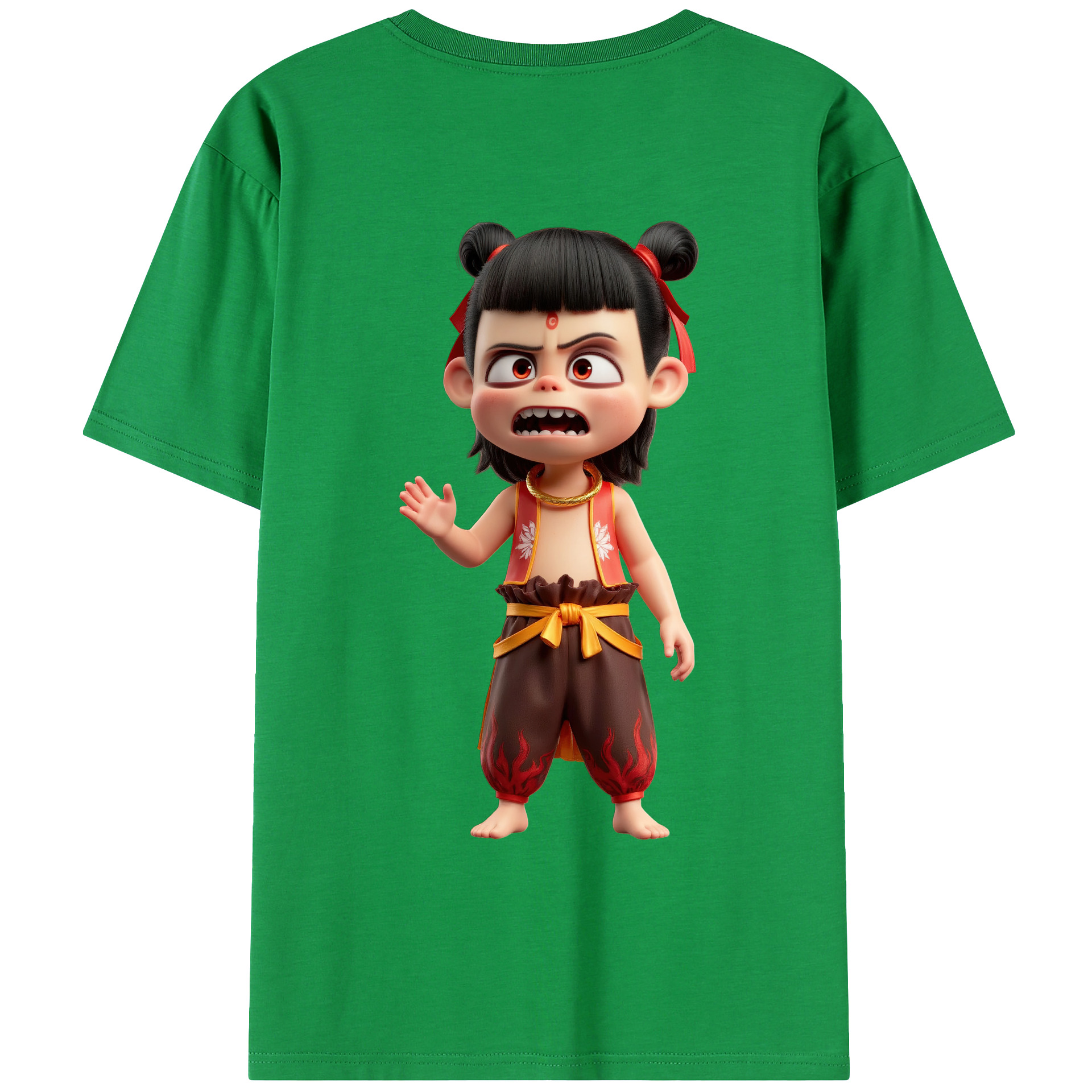 （画像用） Ne Zha 2 ナタ 魔童の大暴れ レディース半袖Tシャツ(バックプリント)