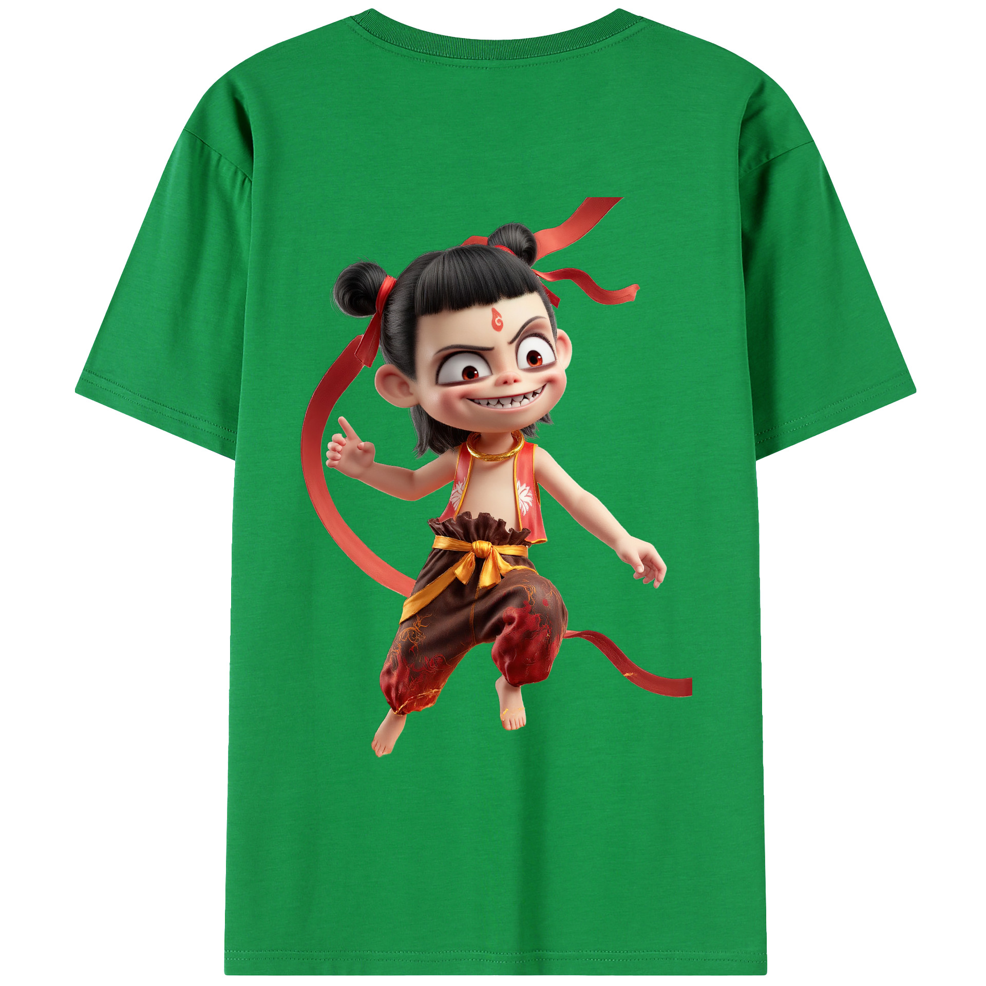 （画像用） Ne Zha 2 ナタ 魔童の大暴れ レディース半袖Tシャツ(バックプリント)