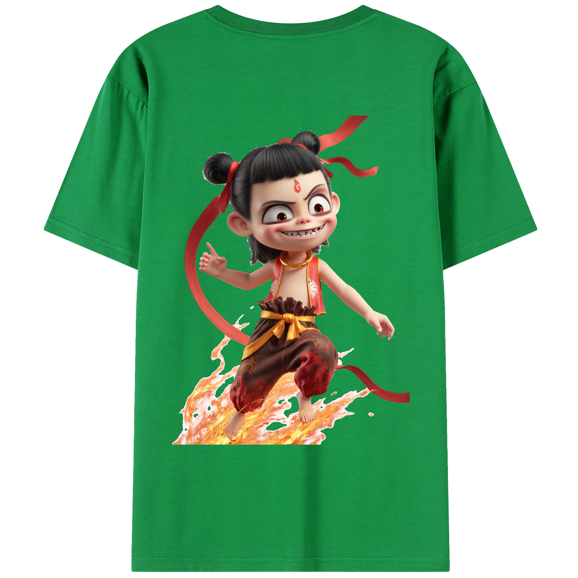 （画像用） Ne Zha 2 ナタ 魔童の大暴れ レディース半袖Tシャツ(バックプリント)